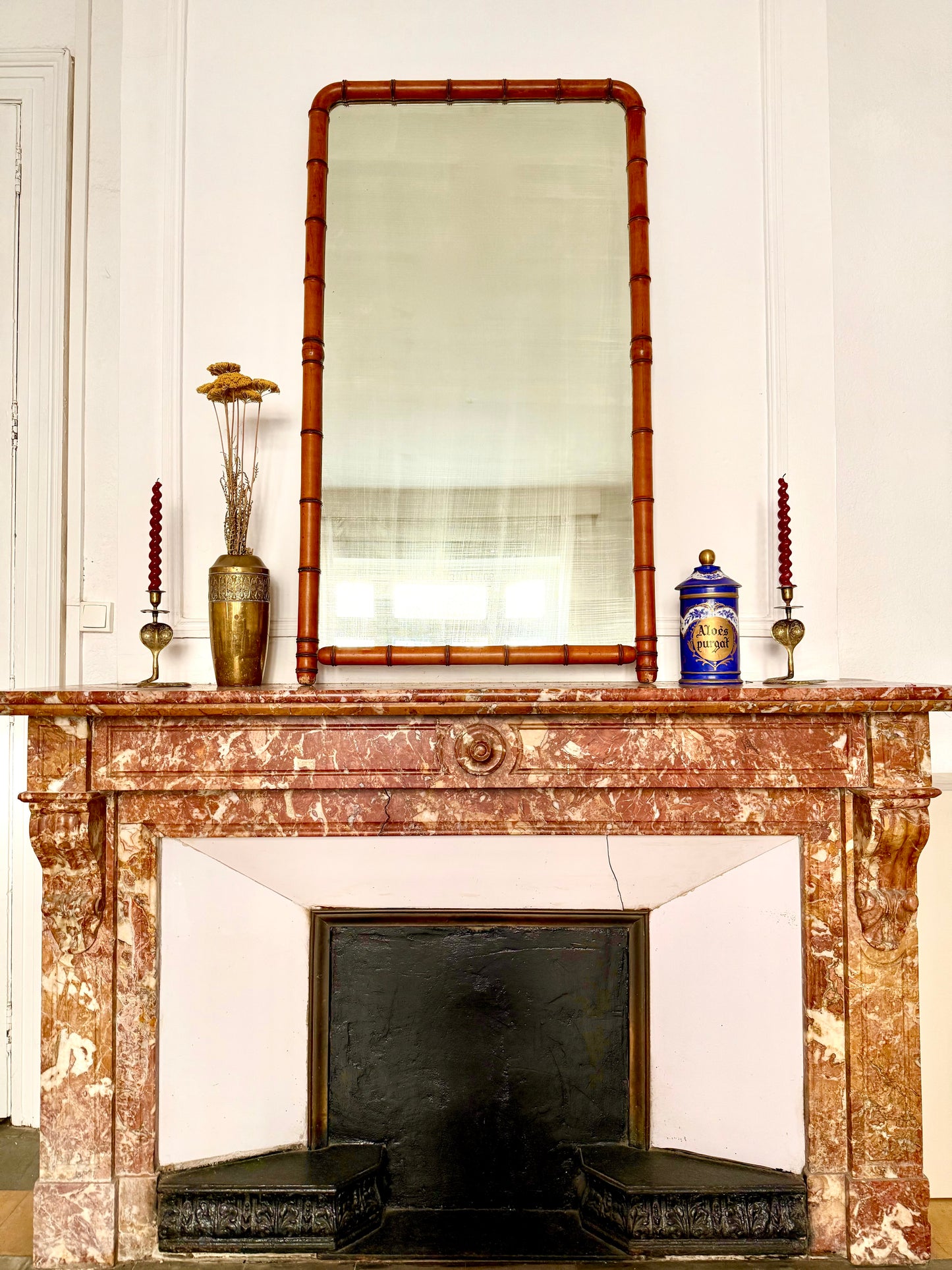 Large C19th French Faux Bamboo Mirror