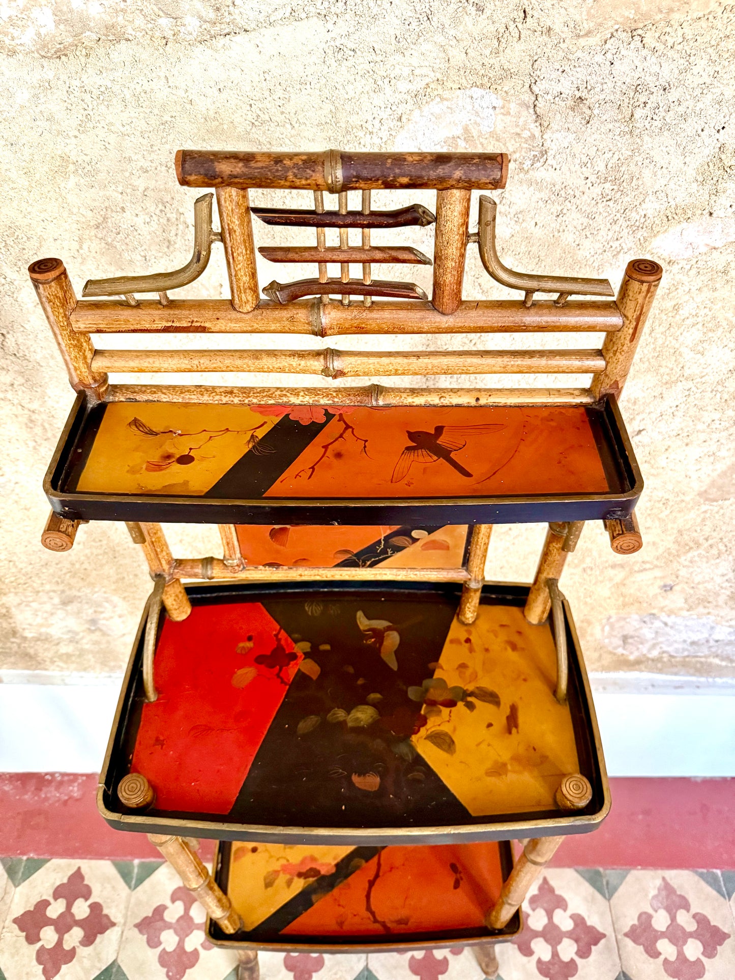 Aesthetic Movement Japanned Standing Shelf