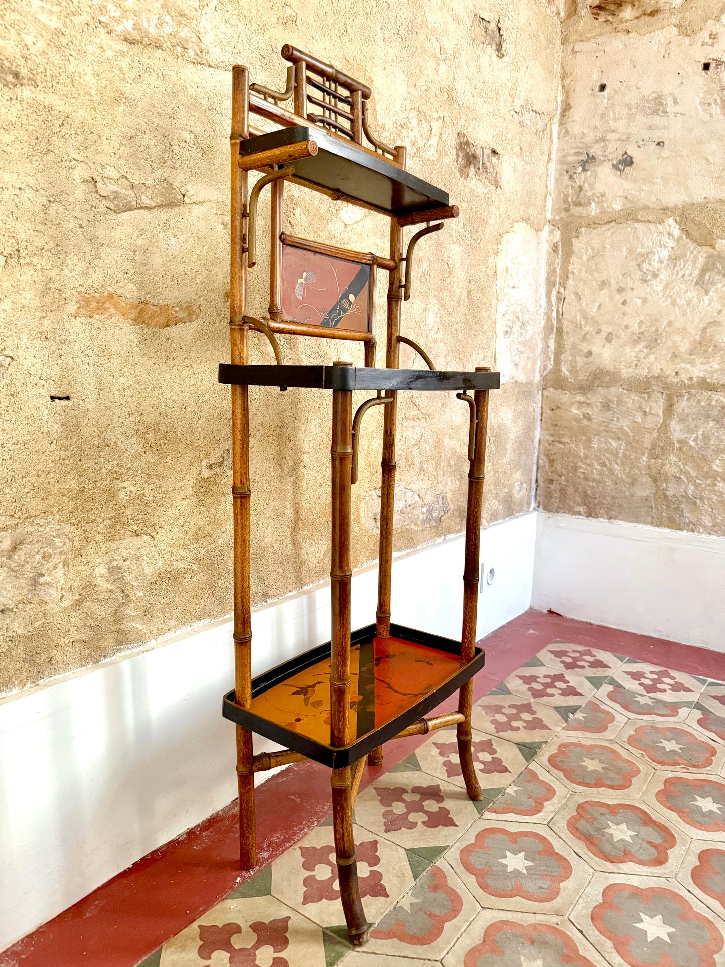 Aesthetic Movement Japanned Standing Shelf