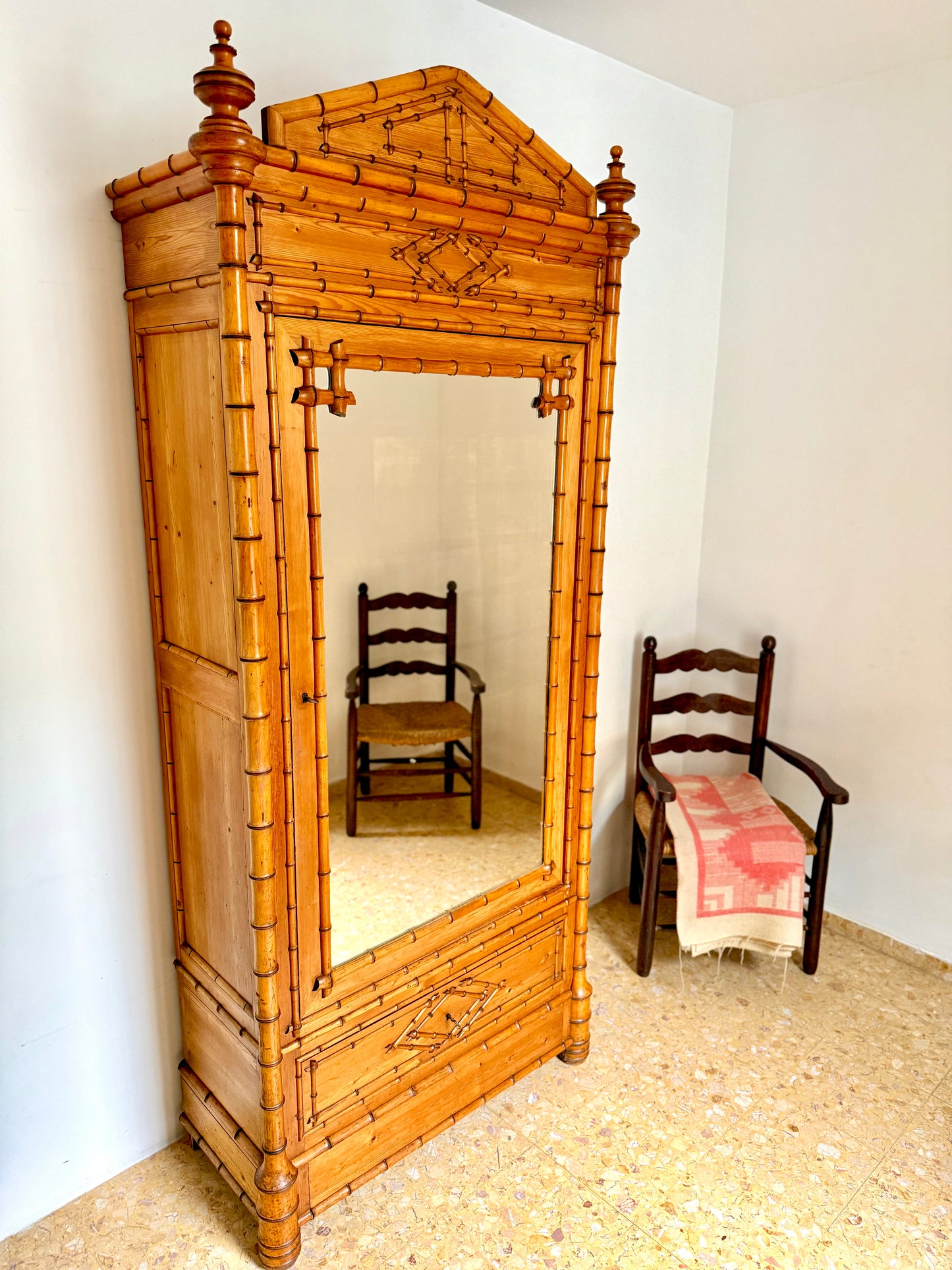 C19th French Faux Bamboo Armoire