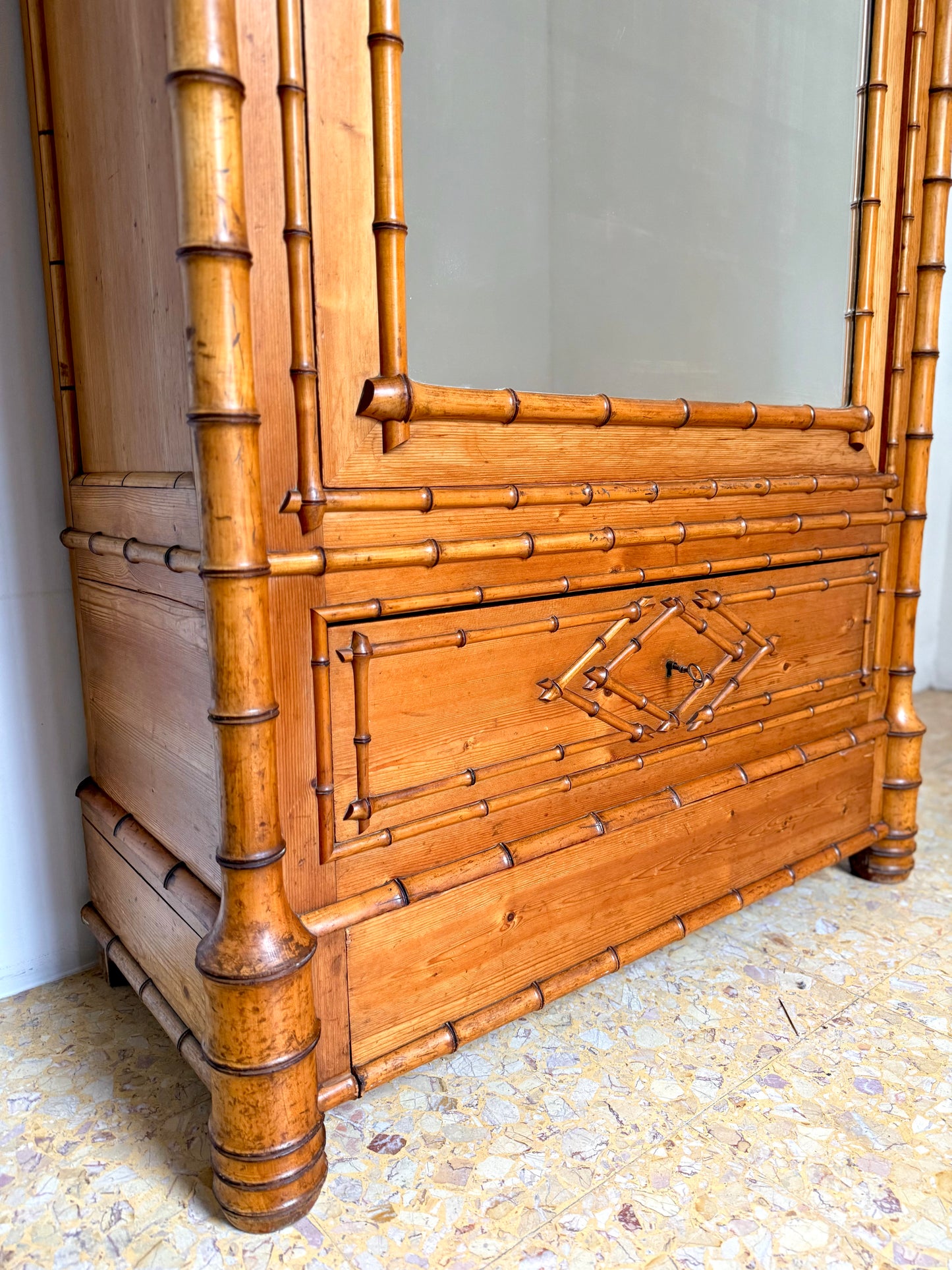 C19th French Faux Bamboo Armoire