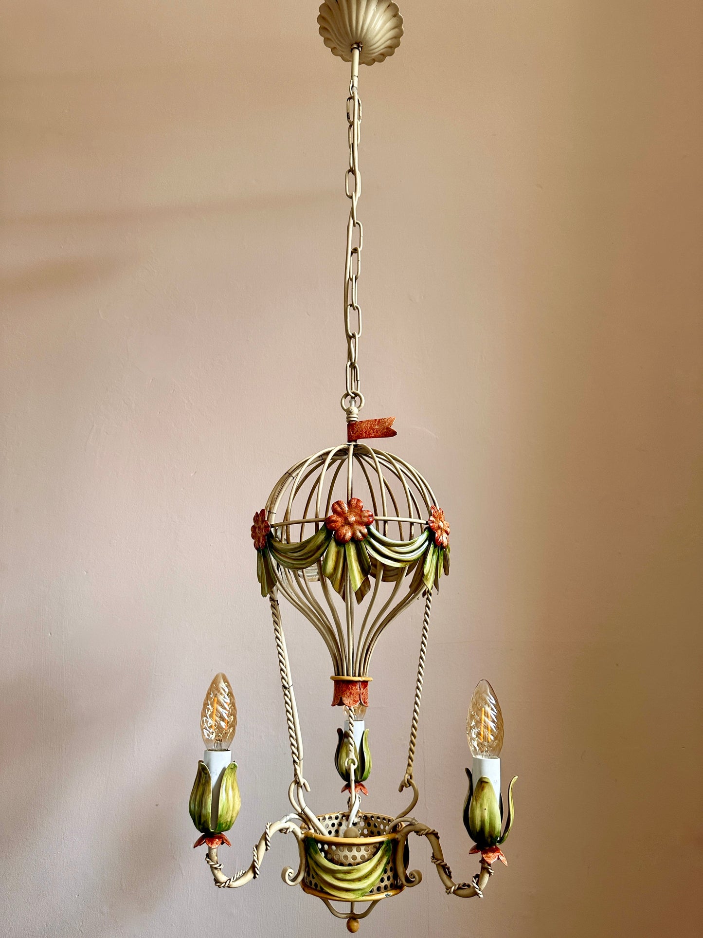 1960s Montgolfier Toleware Chandelier (Two Available)