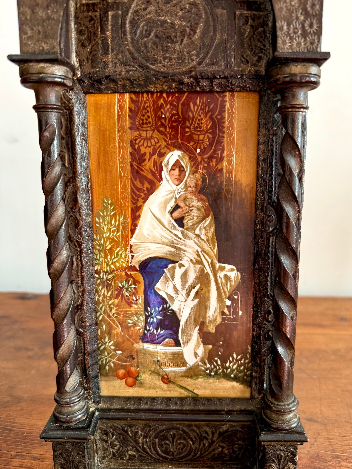 C19th Italian Religious Painted Porcelain Niche