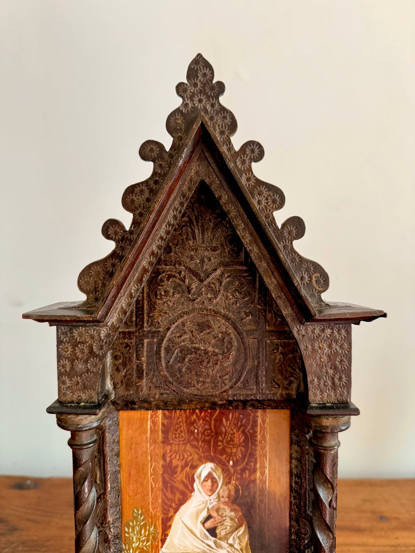 C19th Italian Religious Painted Porcelain Niche