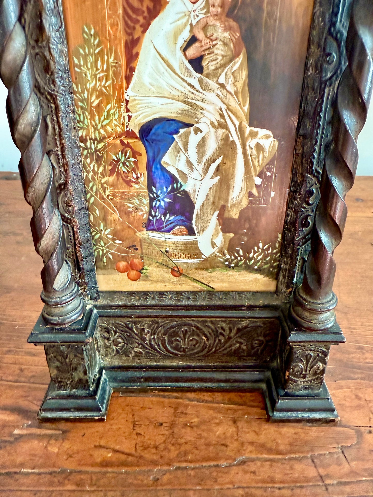 C19th Italian Religious Painted Porcelain Niche