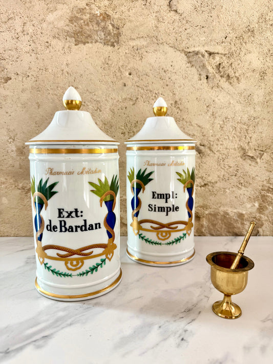Pair of French Porcelain Pharmacy Pots