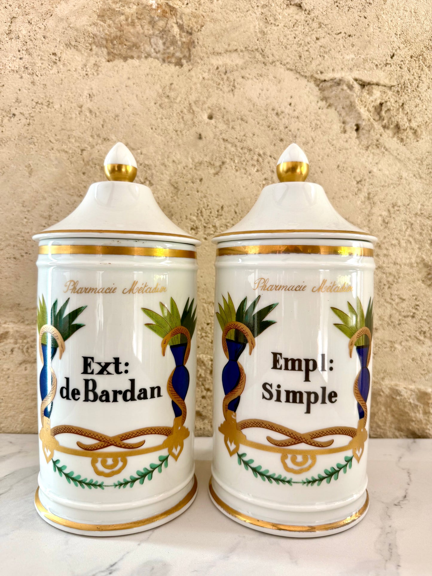 Pair of French Porcelain Pharmacy Pots