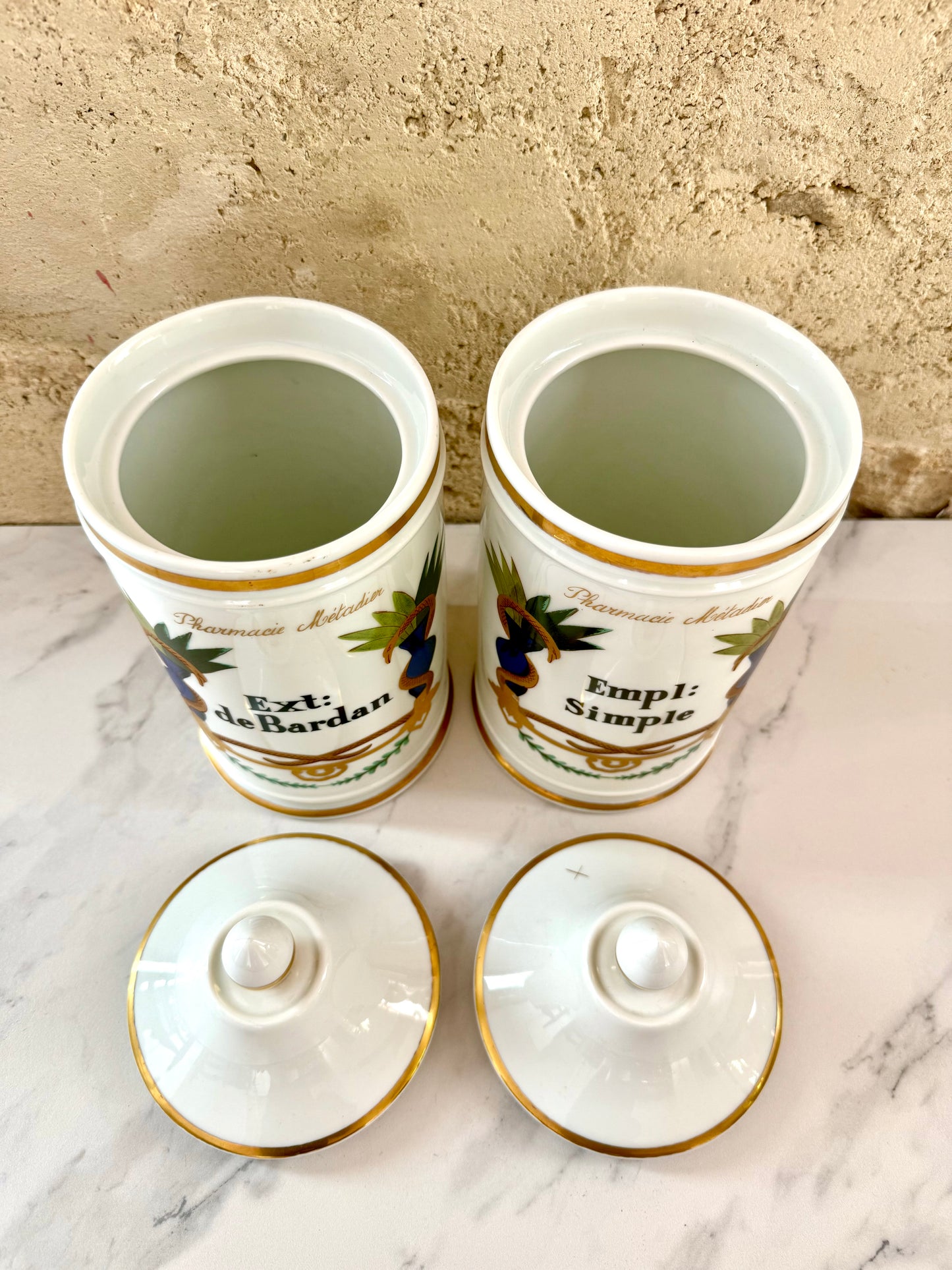 Pair of French Porcelain Pharmacy Pots
