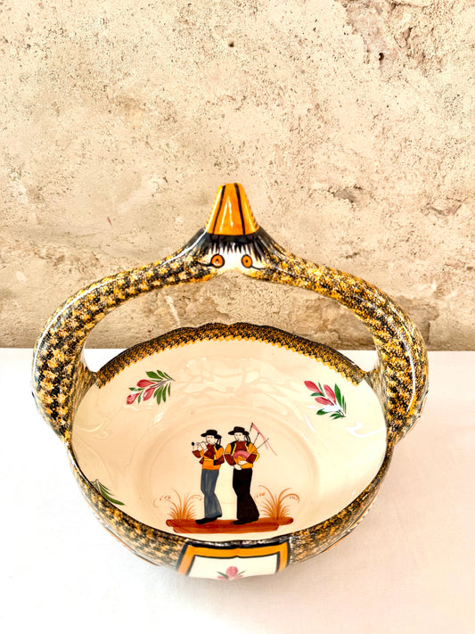 1940s Henriot Quimper Earthenware Basket