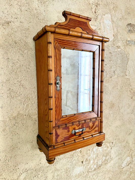 C19th French Pine Medicine Cabinet Or Jewellery Chest