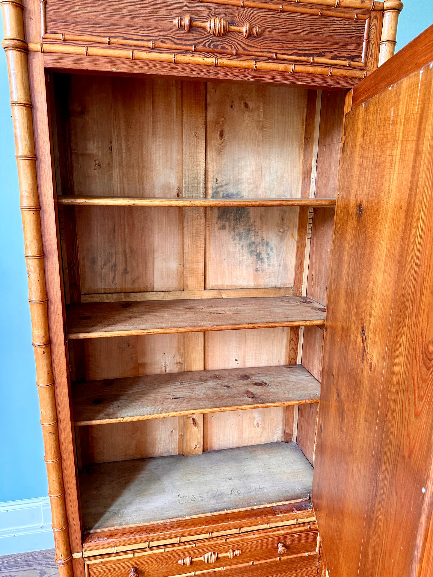 C19th French Faux Bamboo Armoire