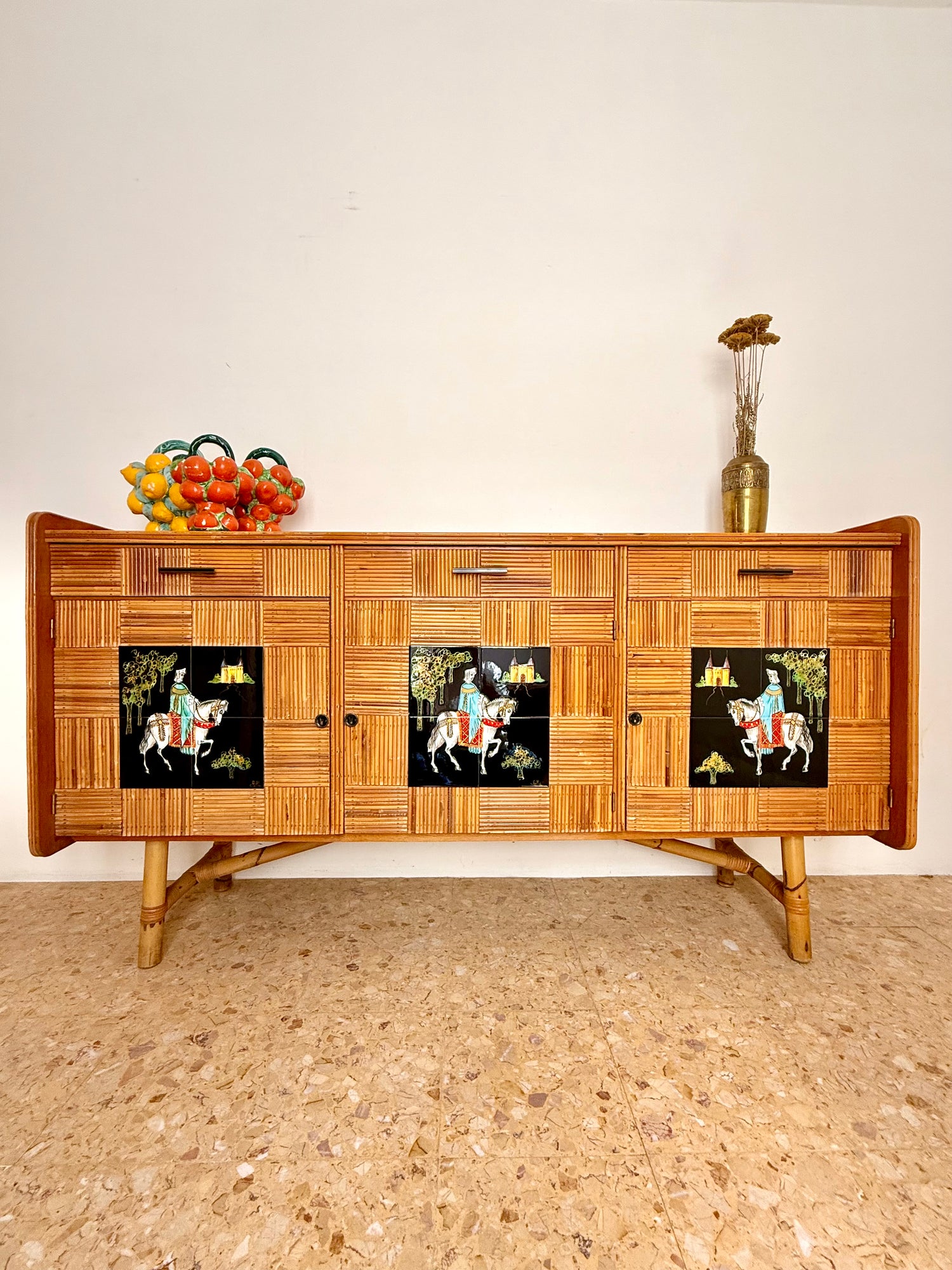 1950s Audoux Et Minet Pencil Reed Sideboard – Saint Loup Decorative