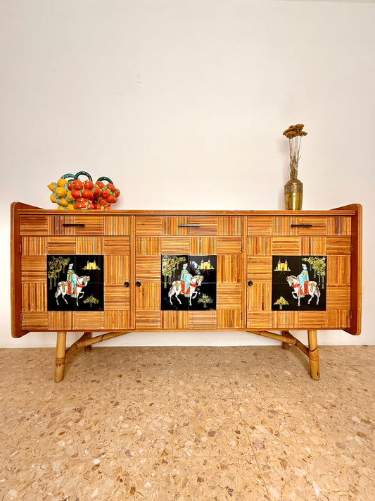 1950s Audoux Et Minet Pencil Reed Sideboard