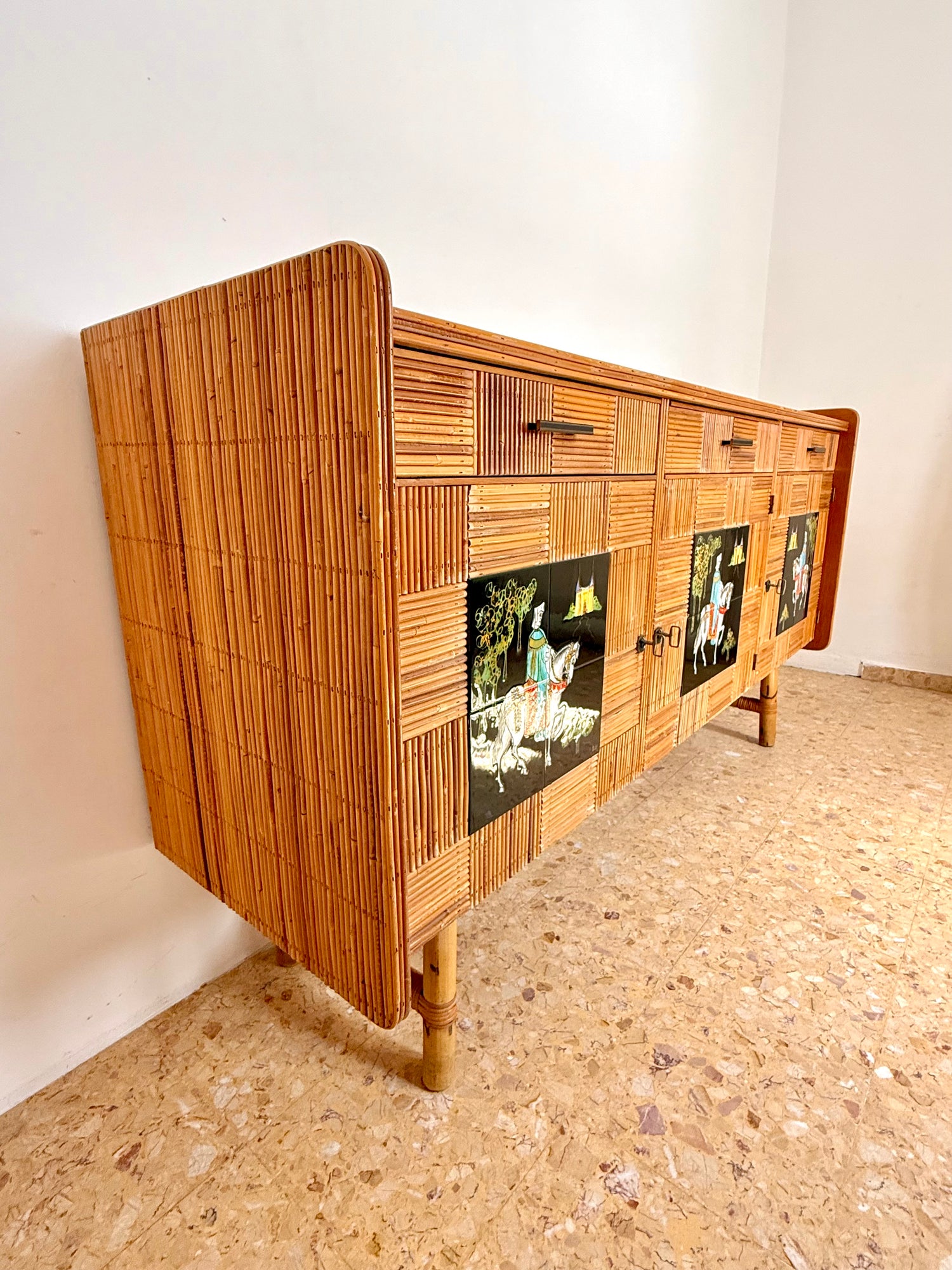 1950s Audoux Et Minet Pencil Reed Sideboard – Saint Loup Decorative