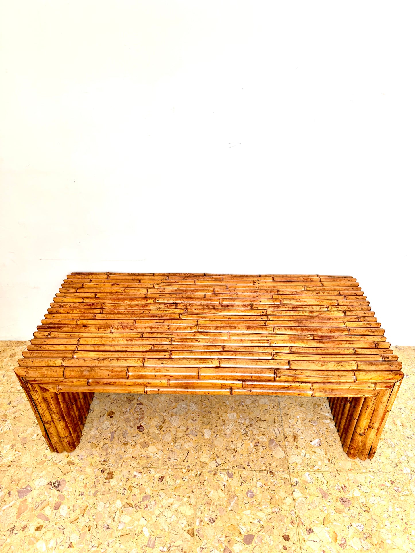 1960s French Bamboo Coffee Table