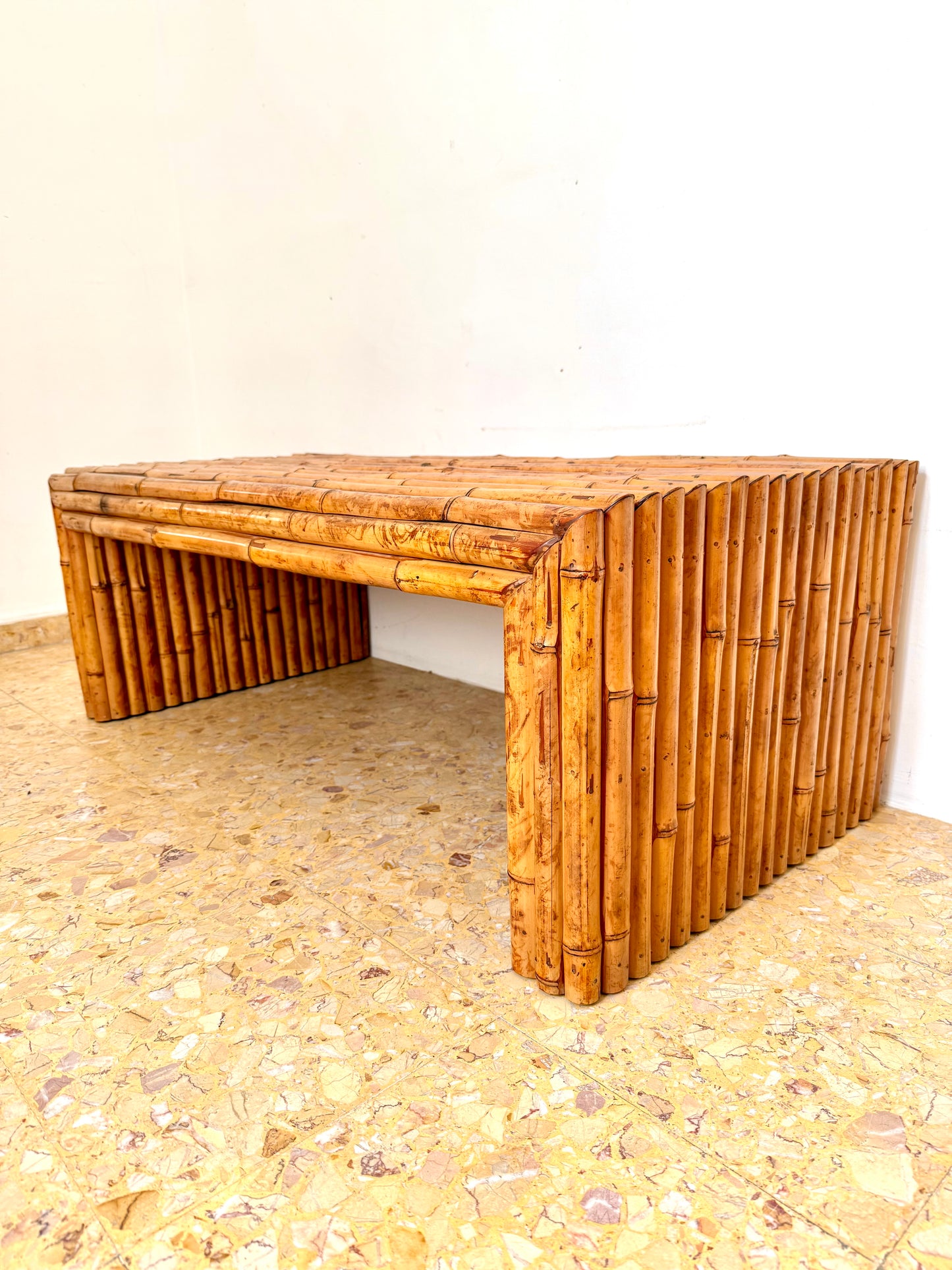 1960s French Bamboo Coffee Table