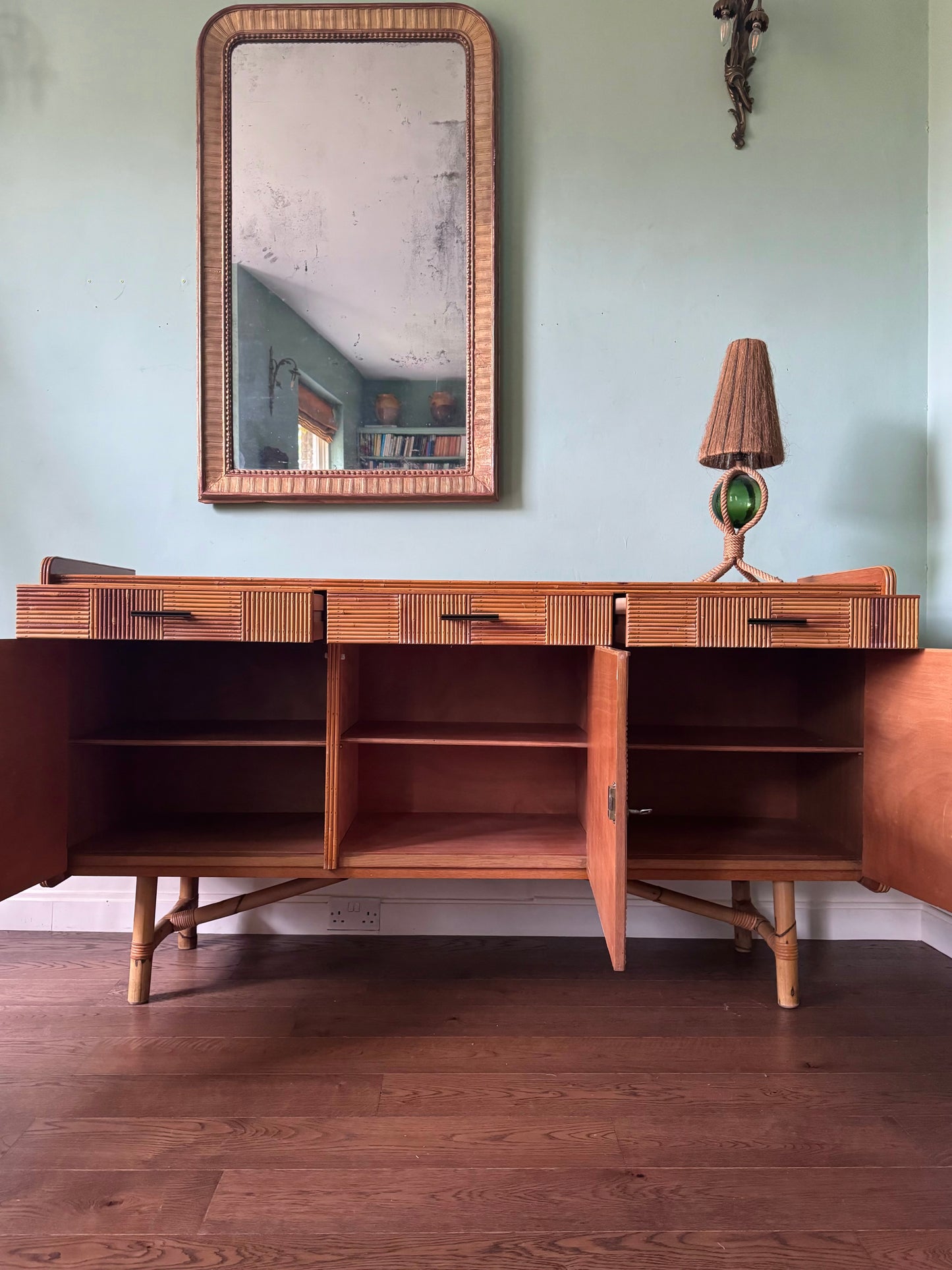 1950s Audoux Et Minet Pencil Reed Sideboard