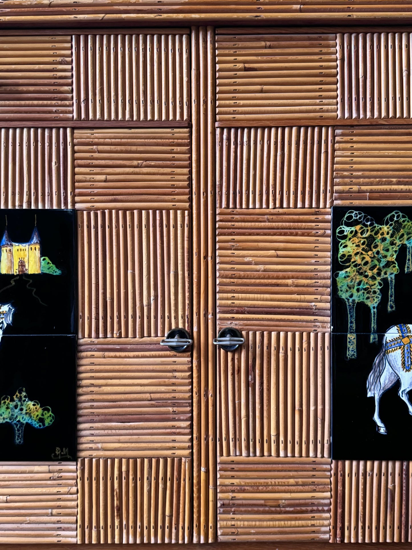 1950s Audoux Et Minet Pencil Reed Sideboard