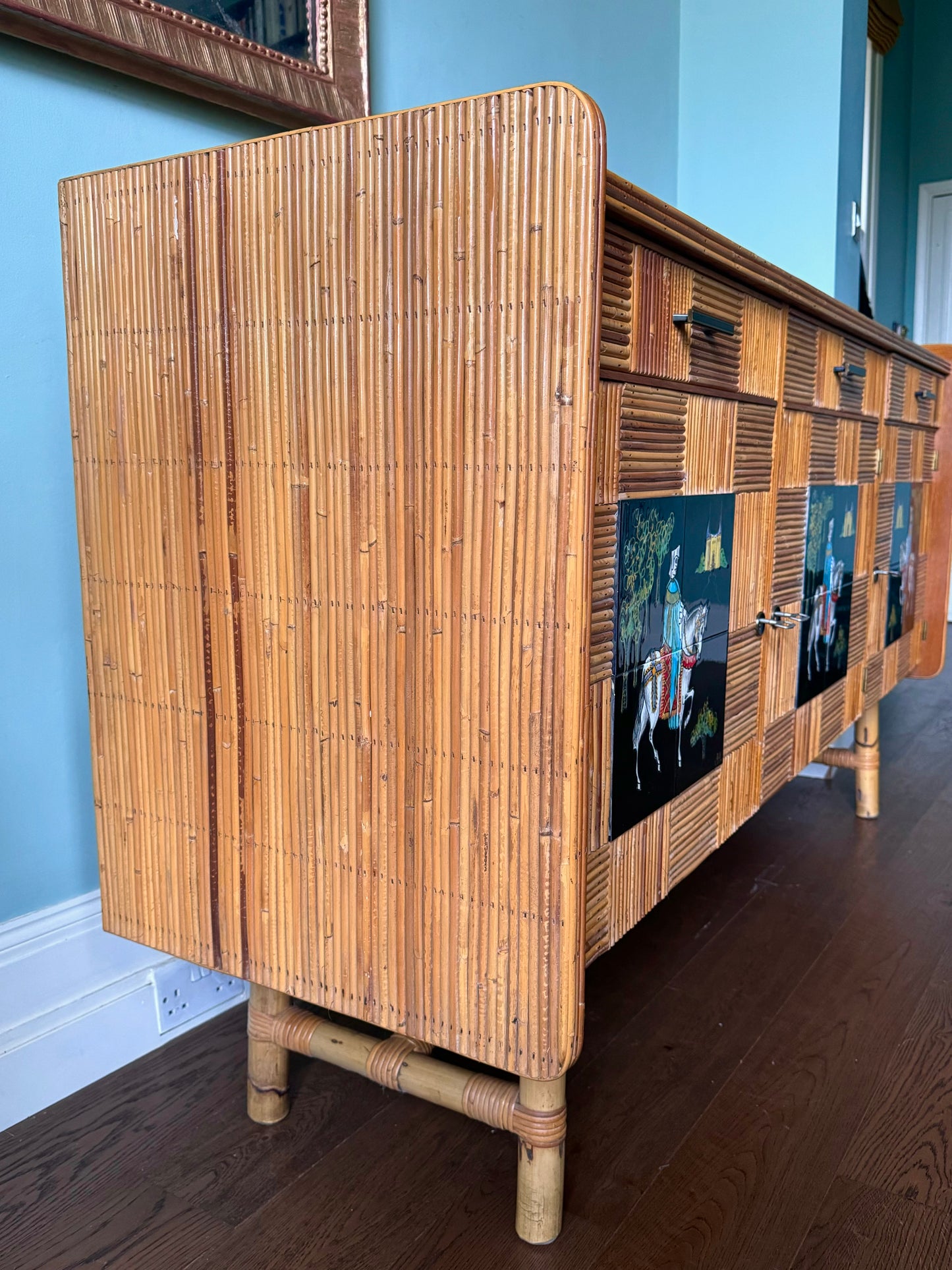 1950s Audoux Et Minet Pencil Reed Sideboard