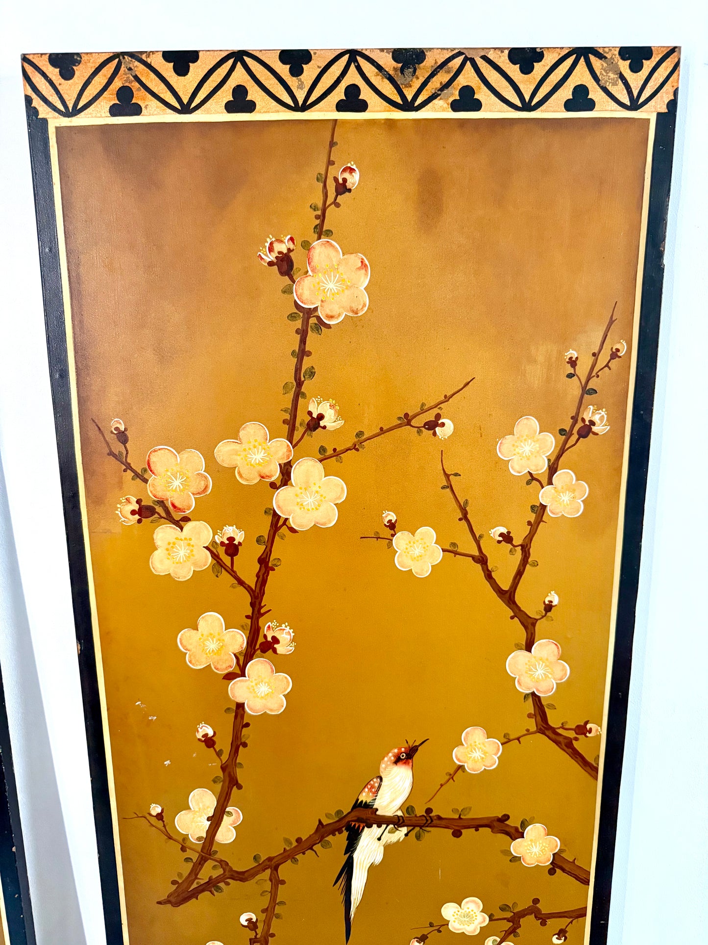 Large Hand-Painted Chinoiserie Wall Panels