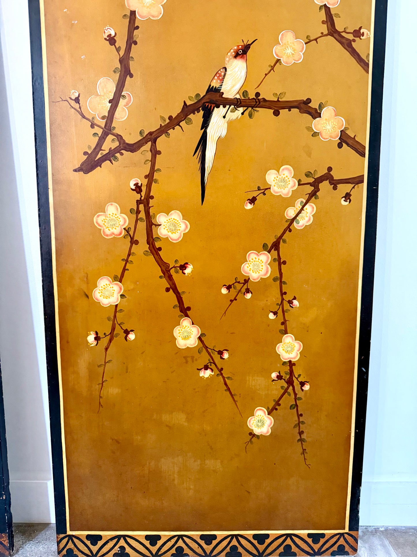Large Hand-Painted Chinoiserie Wall Panels