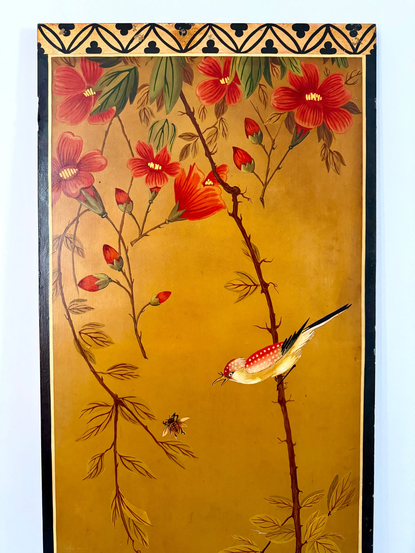 Large Hand-Painted Chinoiserie Wall Panels