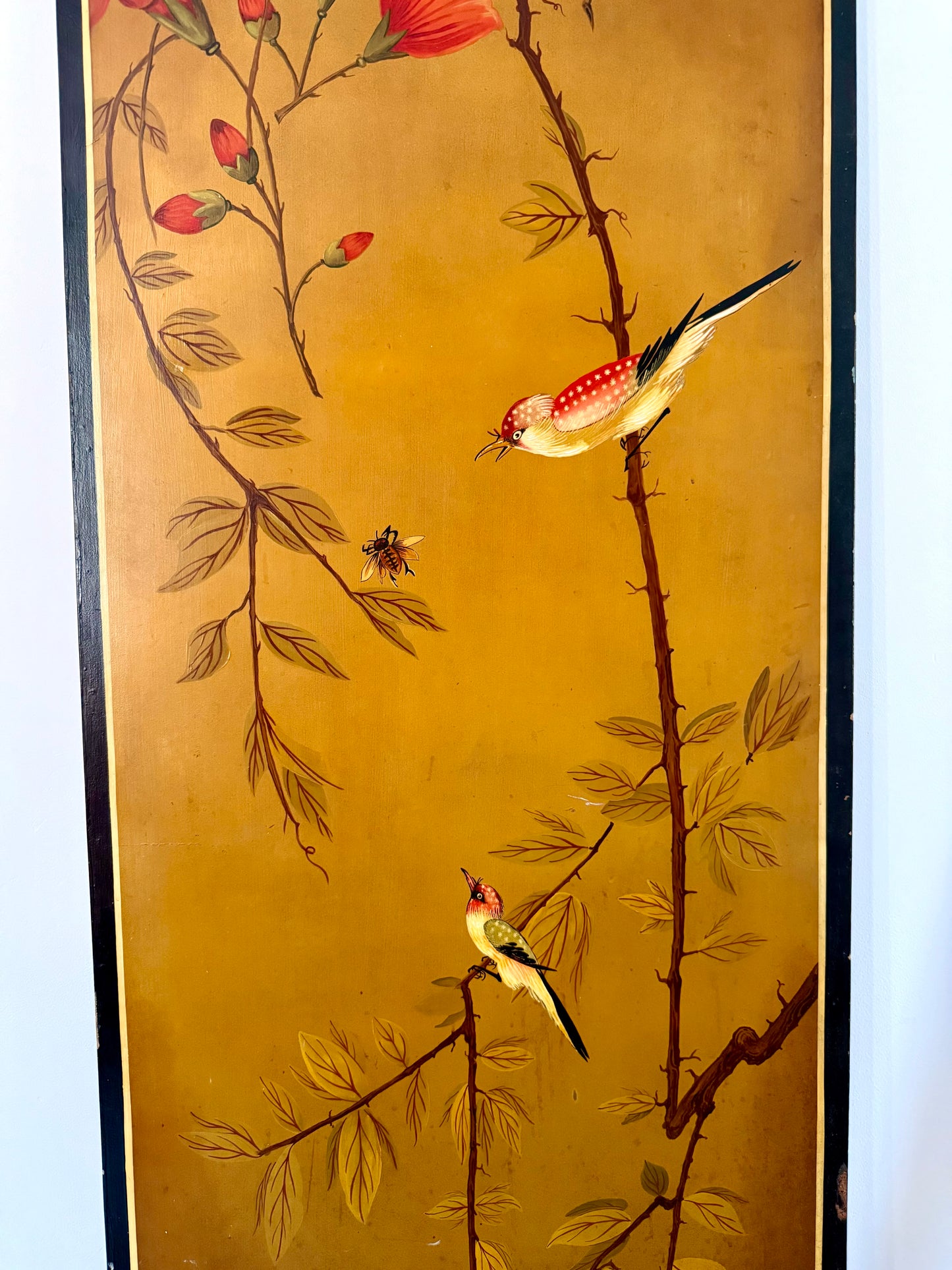 Large Hand-Painted Chinoiserie Wall Panels