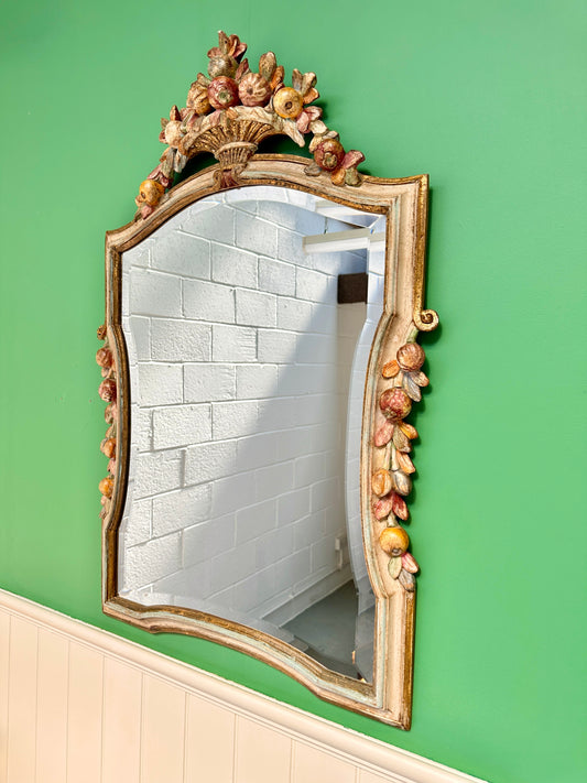 Early C20th Italian Polychromed Fruit Mirror