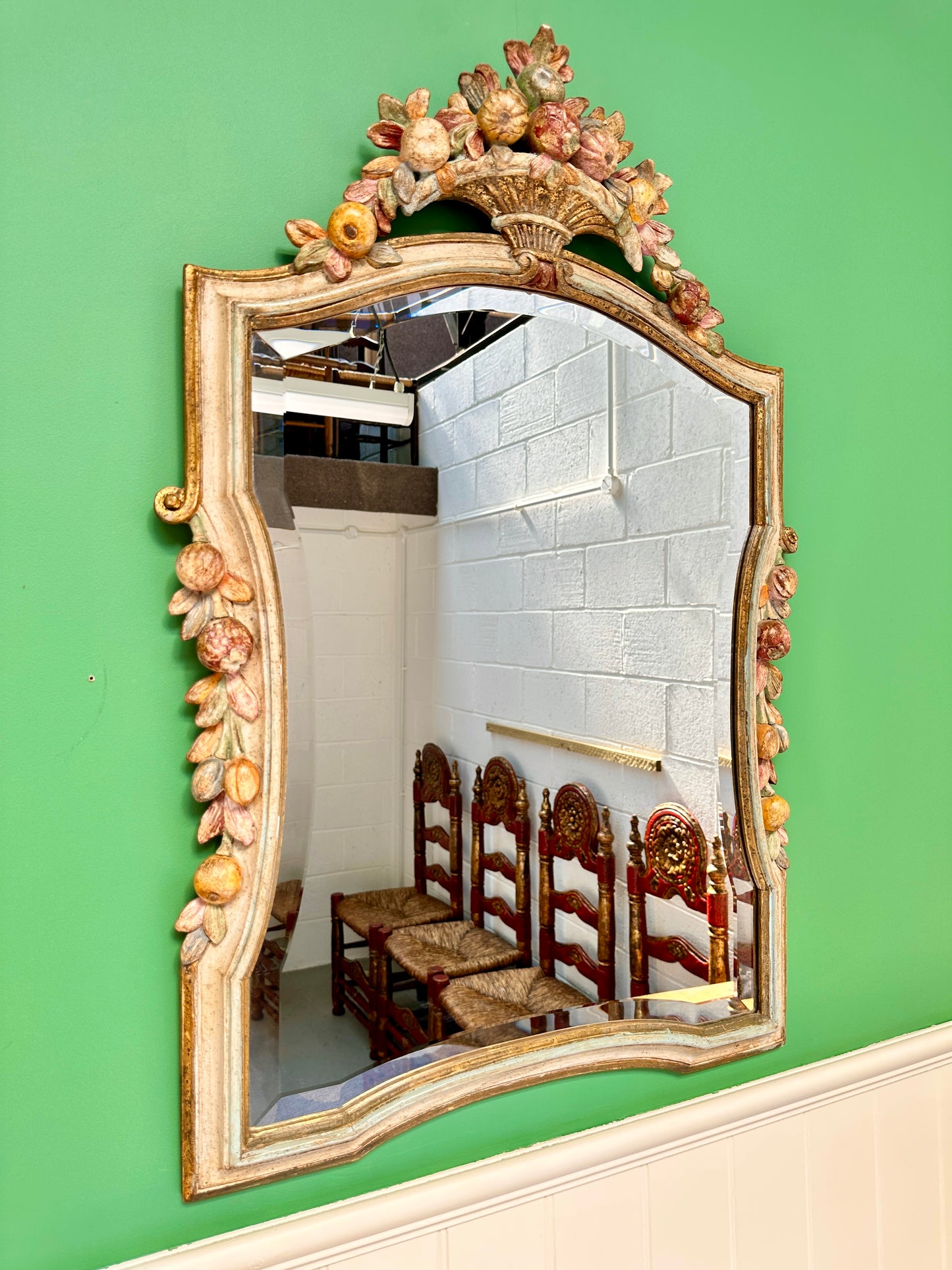 Early C20th Italian Polychromed Fruit Mirror