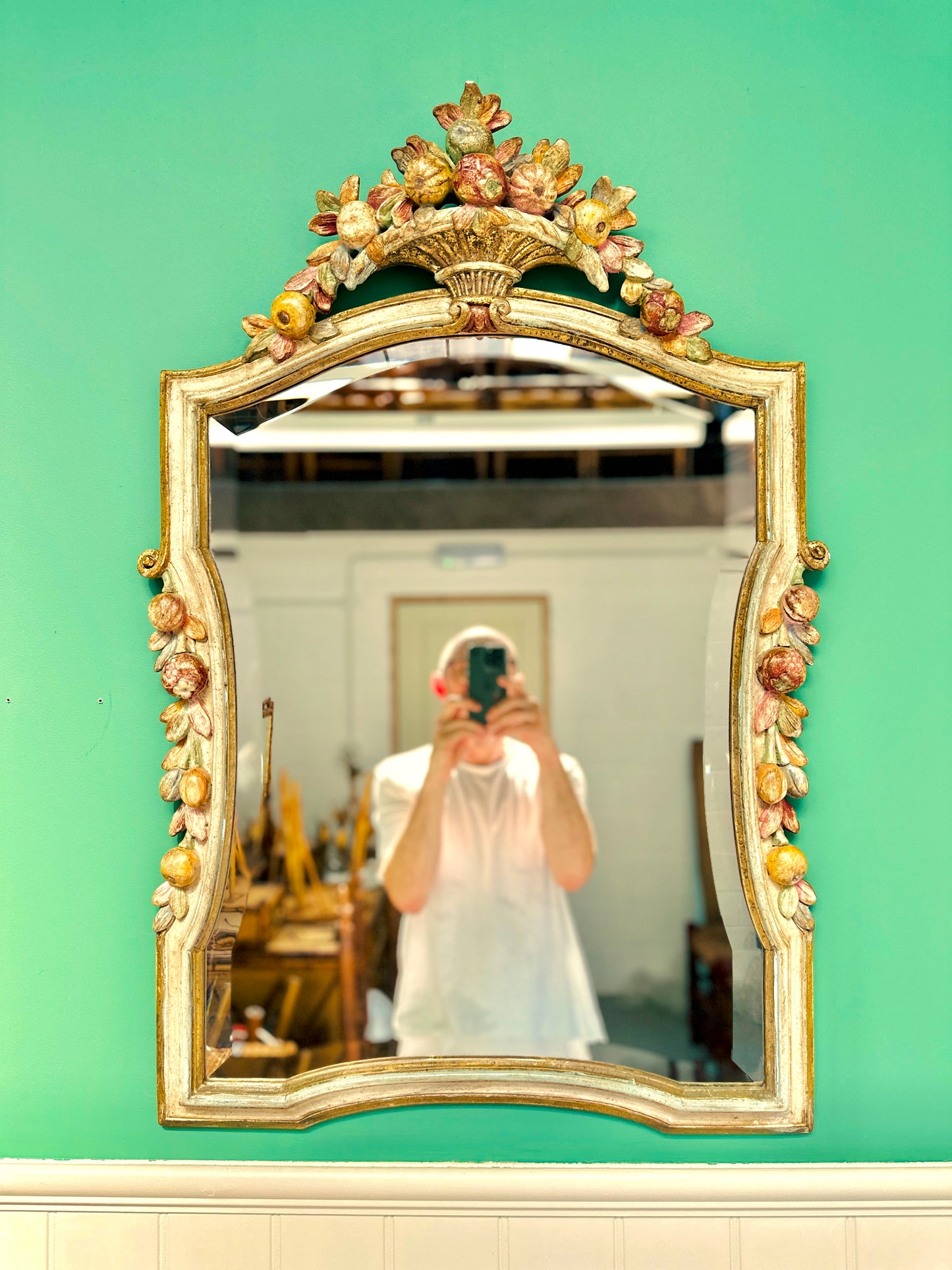 Early C20th Italian Polychromed Fruit Mirror