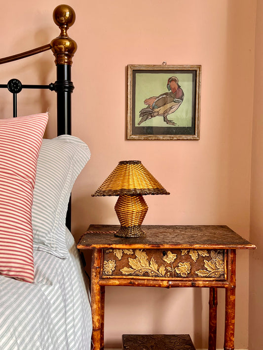 1960s French Woven Scoubidou Table Lamp