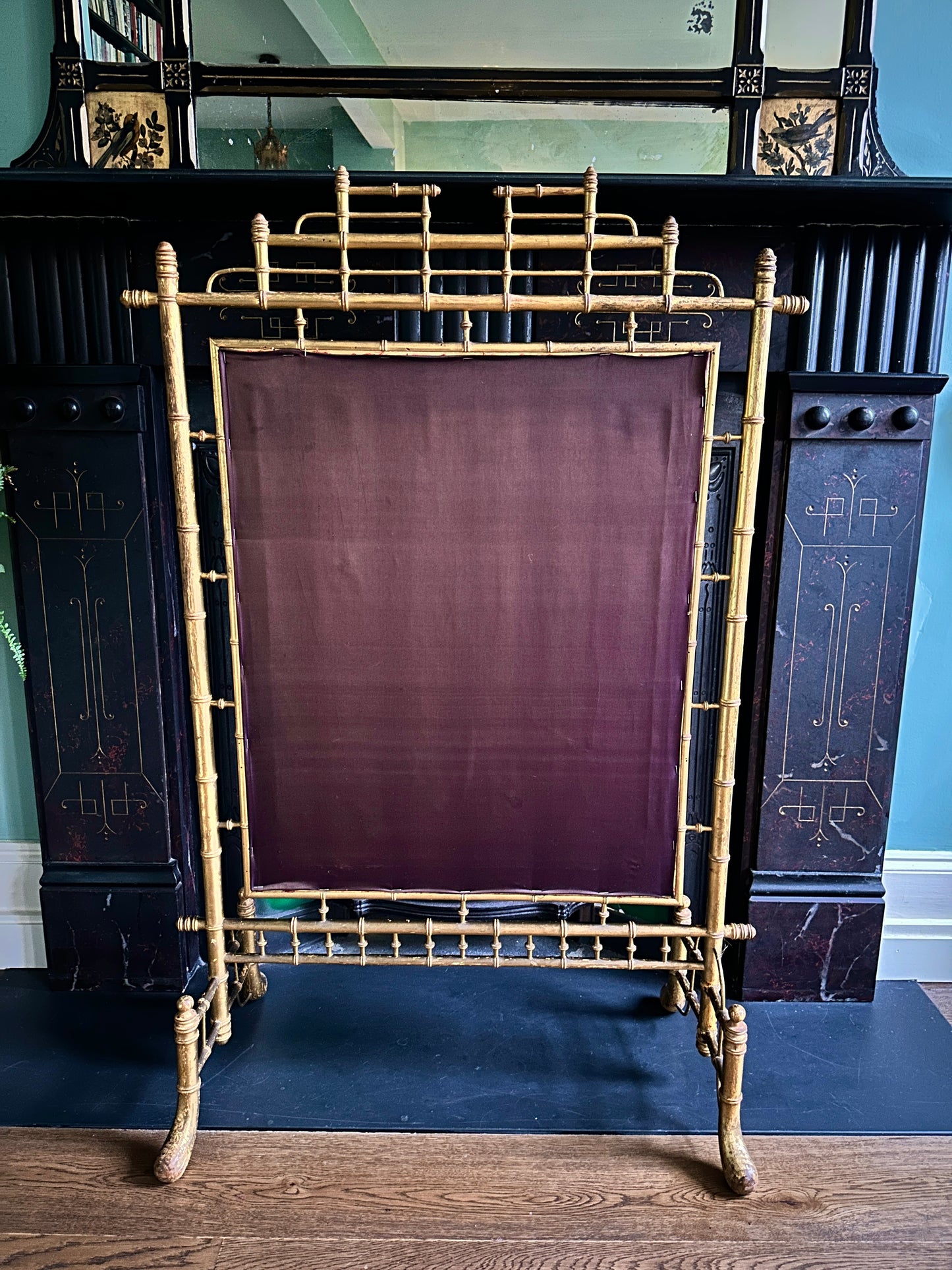 Napoleon III Gilt Wood & Silk Fire Screen