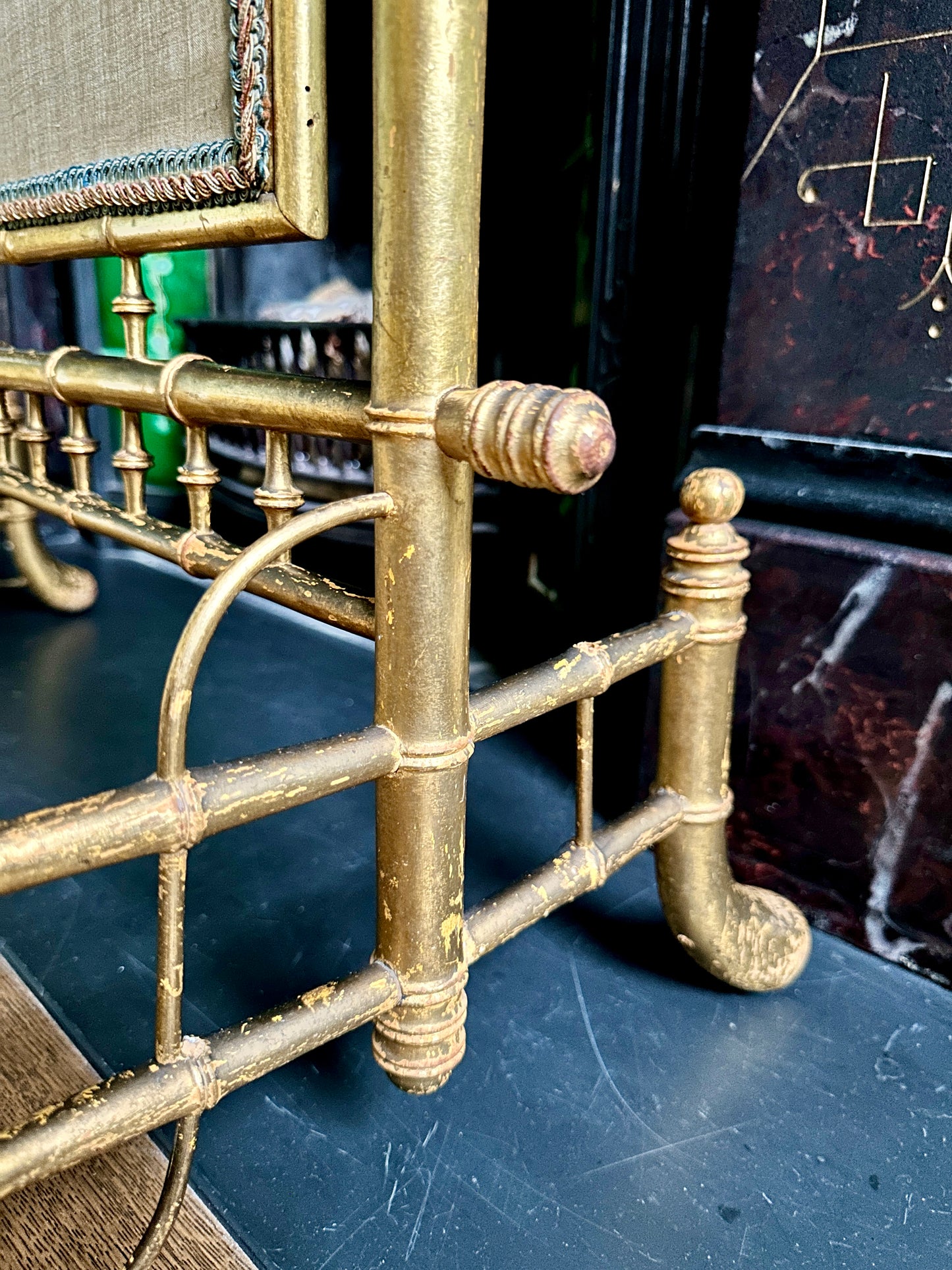 Napoleon III Gilt Wood & Silk Fire Screen