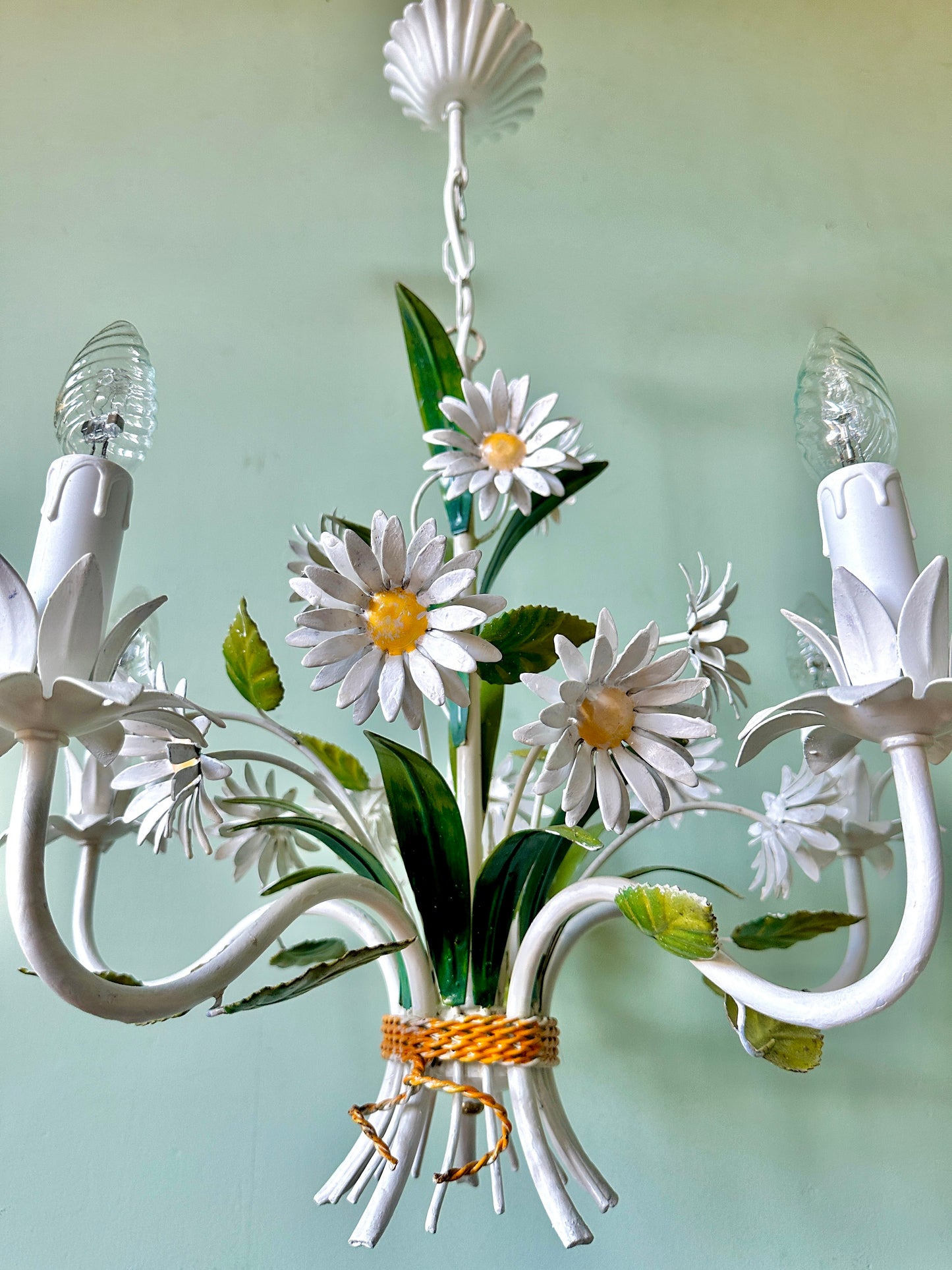 1960s French Tole Daisy Chandelier