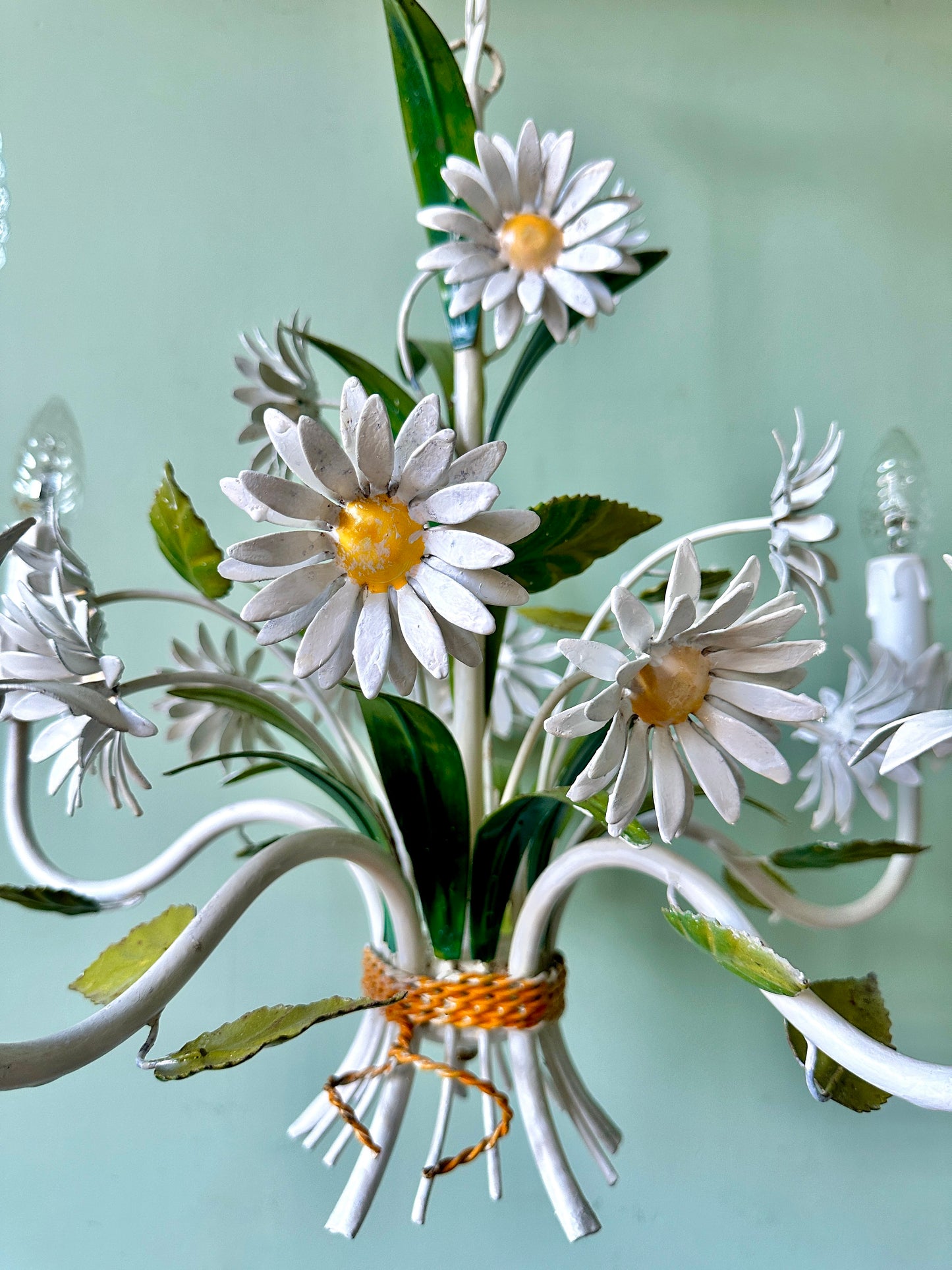 1960s French Tole Daisy Chandelier