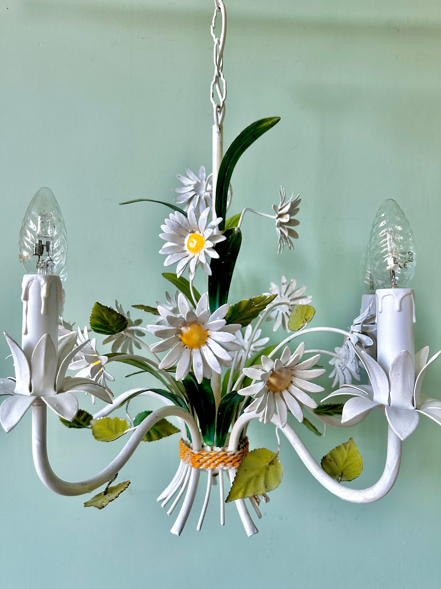 1960s French Tole Daisy Chandelier