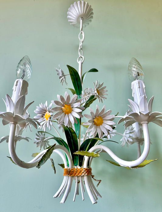 1960s French Tole Daisy Chandelier