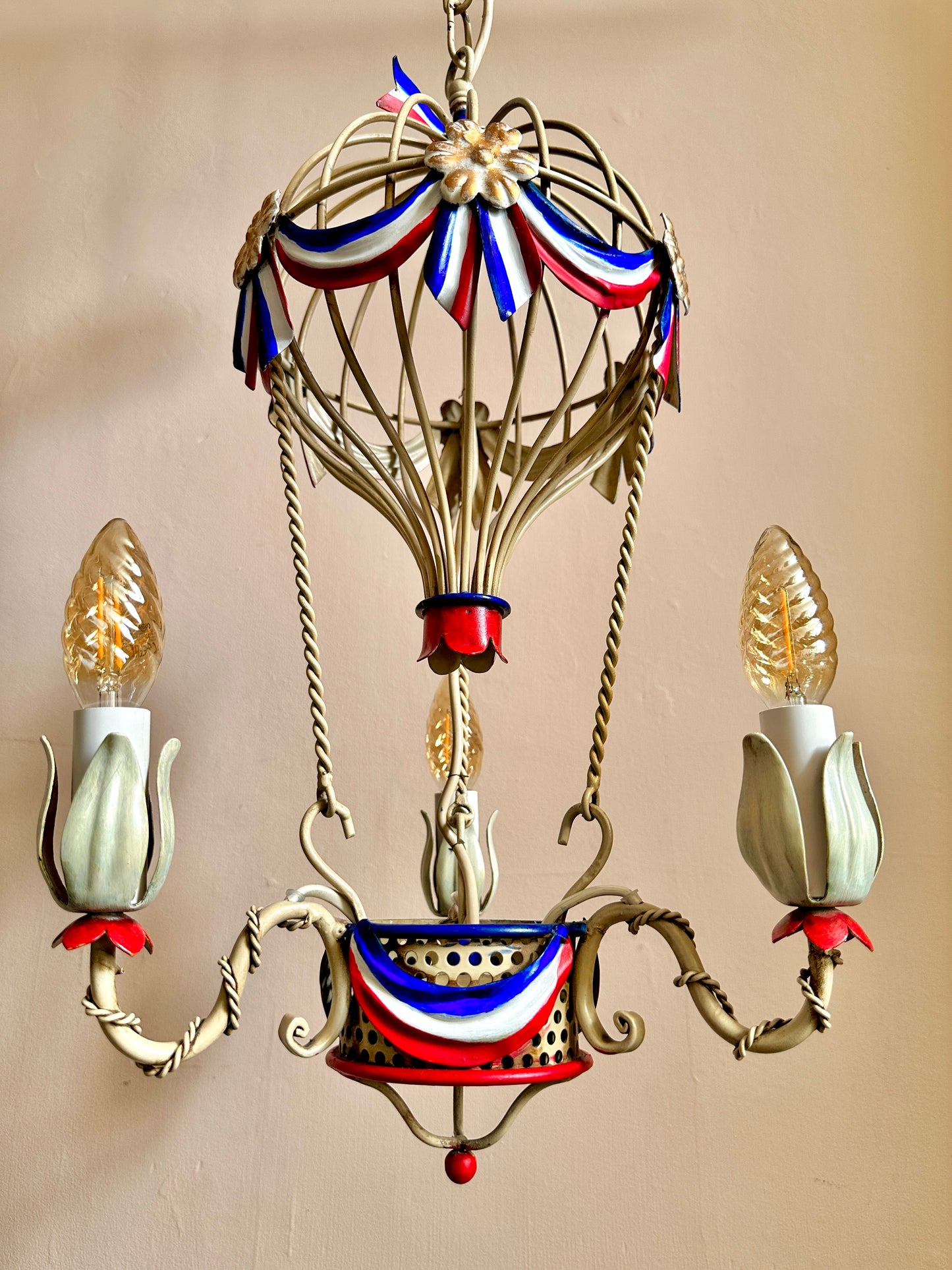 1960s Montgolfier Tole Chandelier (Two Available)