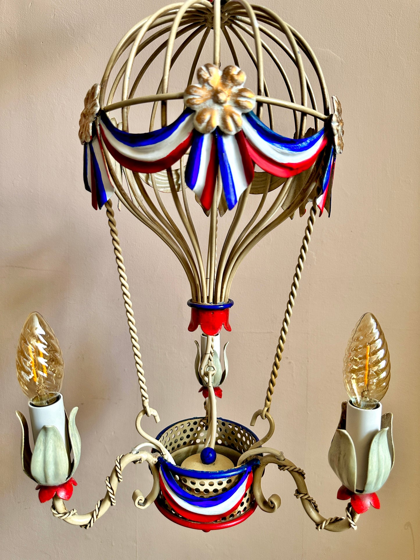 1960s Montgolfier Tole Chandelier (Two Available)