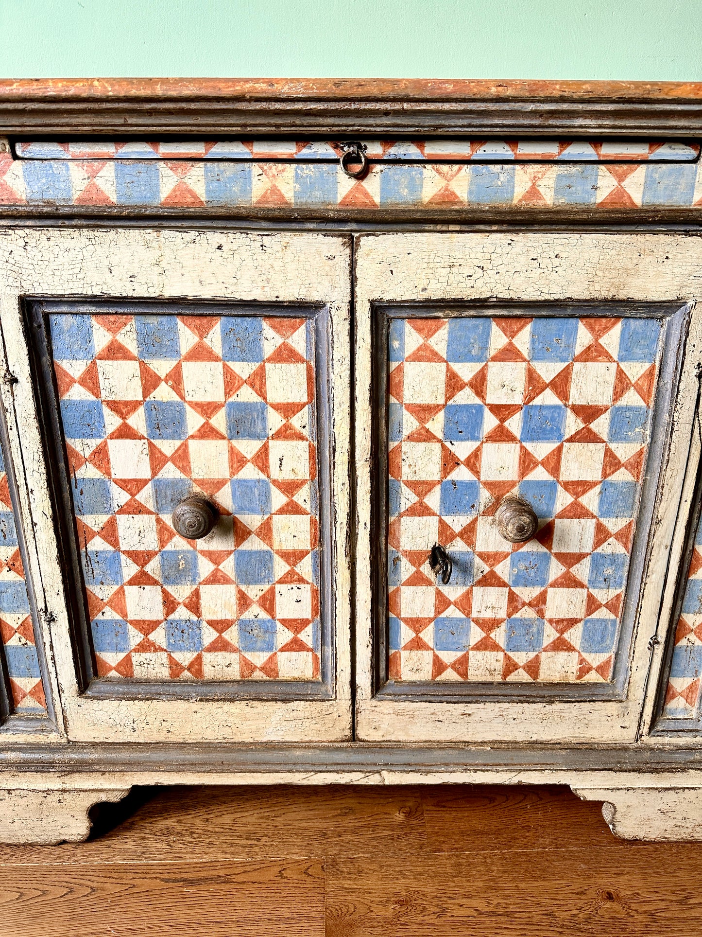 Early C19th Italian Painted Pine Credenza Sideboard