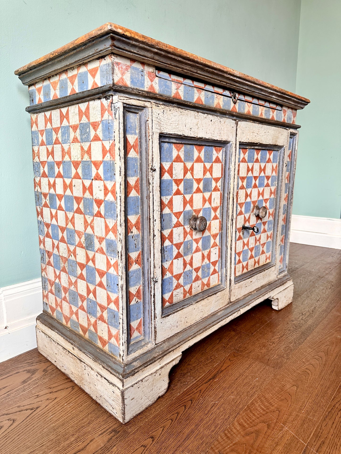 Early C19th Italian Painted Pine Credenza Sideboard