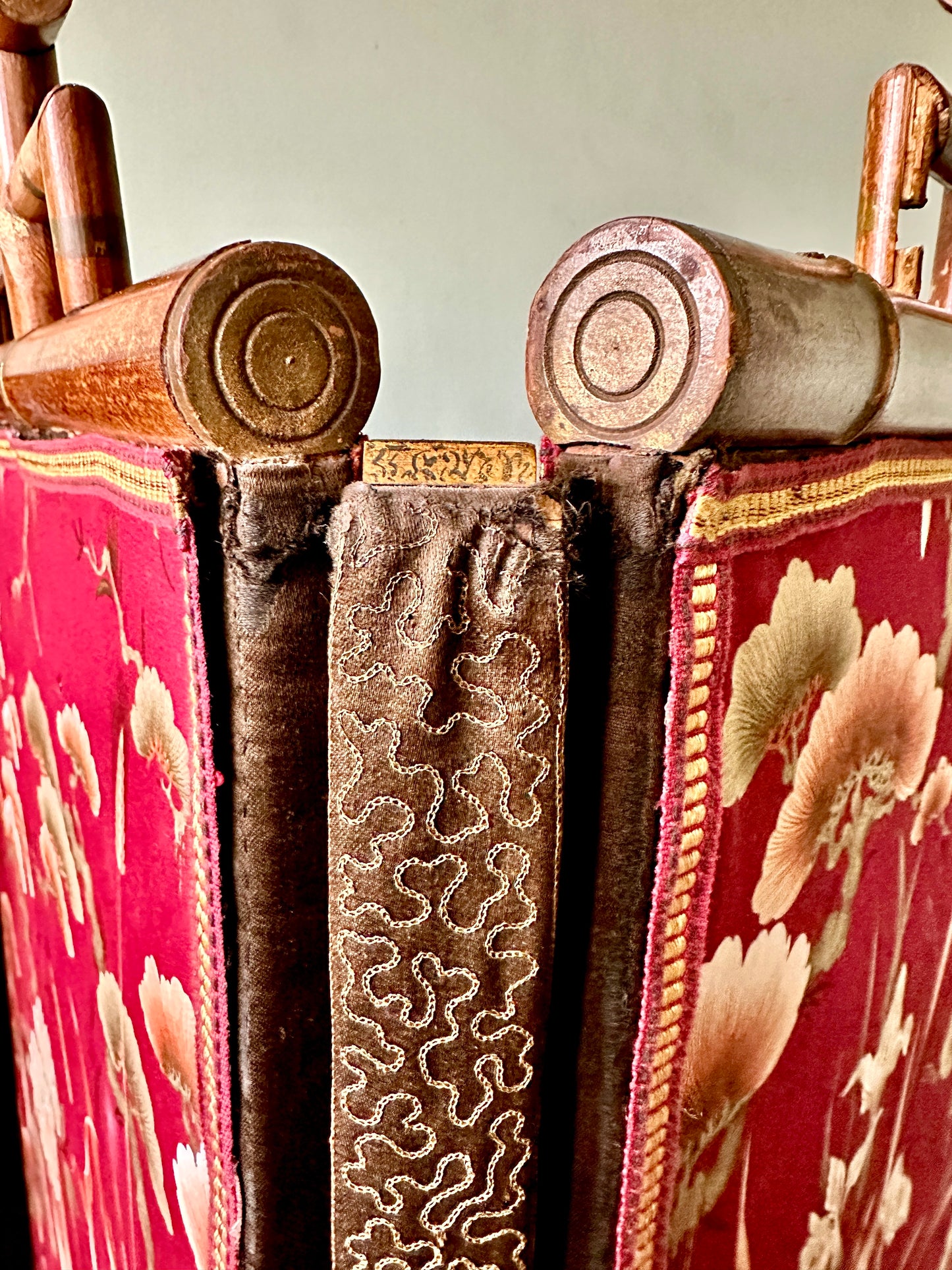 Large C19th Japanese Silk & Bamboo Screen