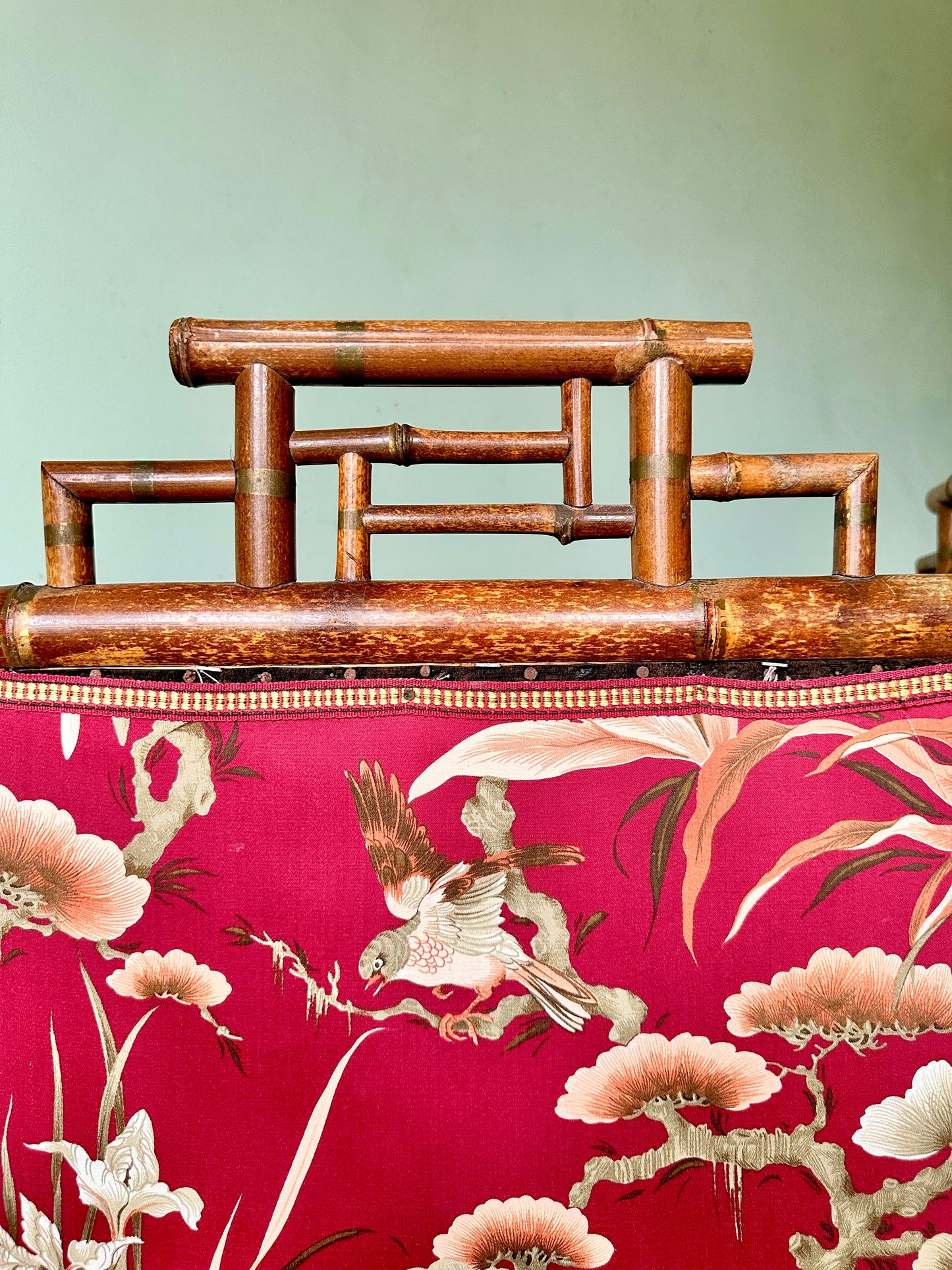 Large C19th Japanese Silk & Bamboo Screen