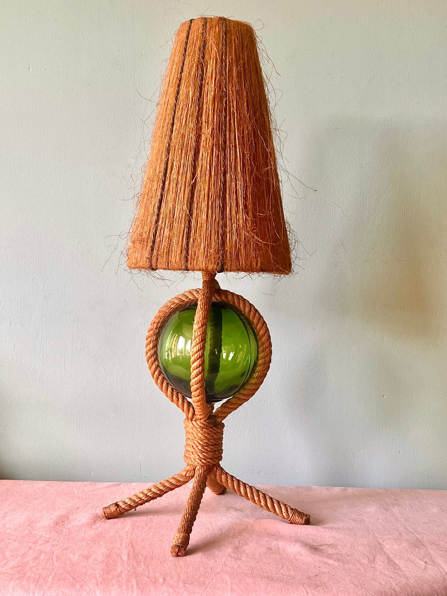 1960s Audoux Minet Rope & Float Lamp