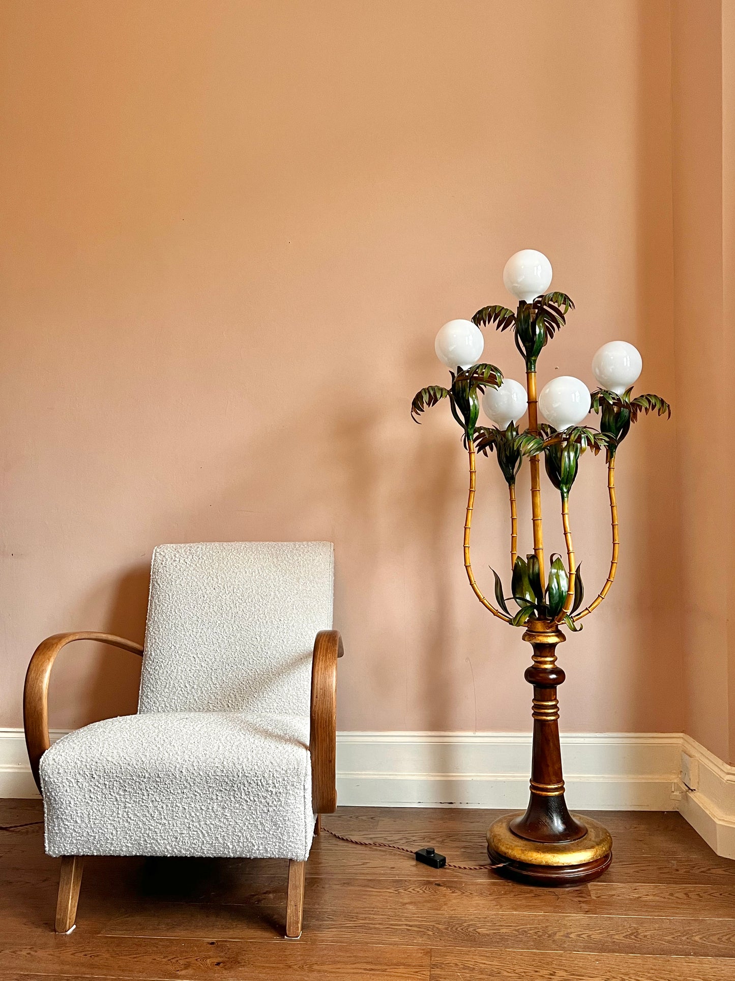 1940s Italian Tole Bamboo Floor Lamp