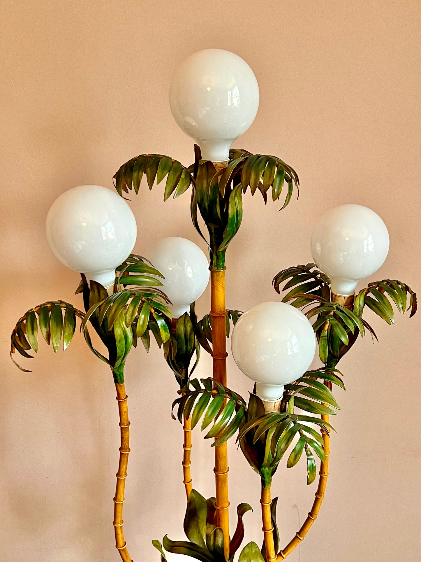 1940s Italian Tole Bamboo Floor Lamp