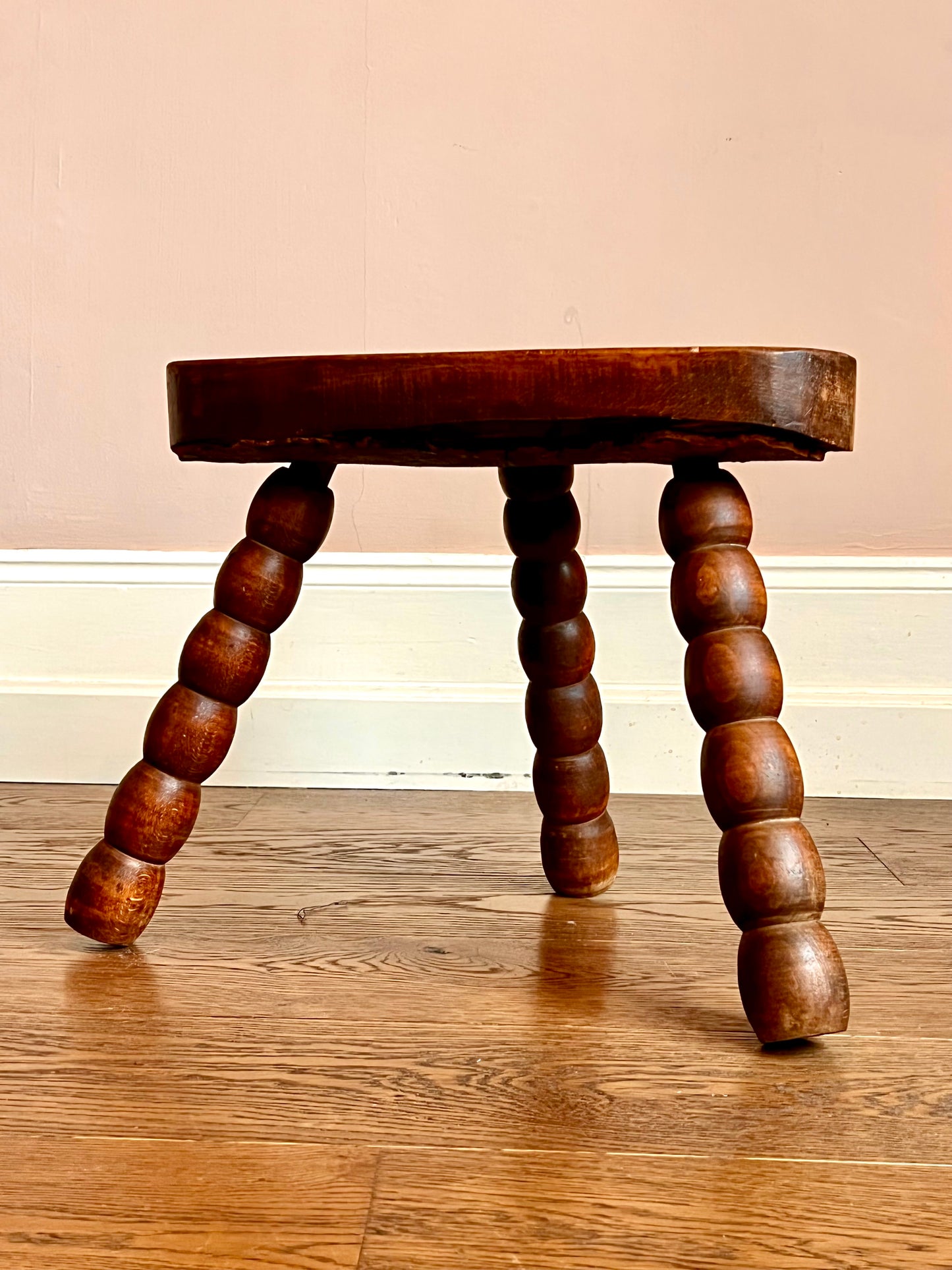 1960s French Brutalist Tripod Stool