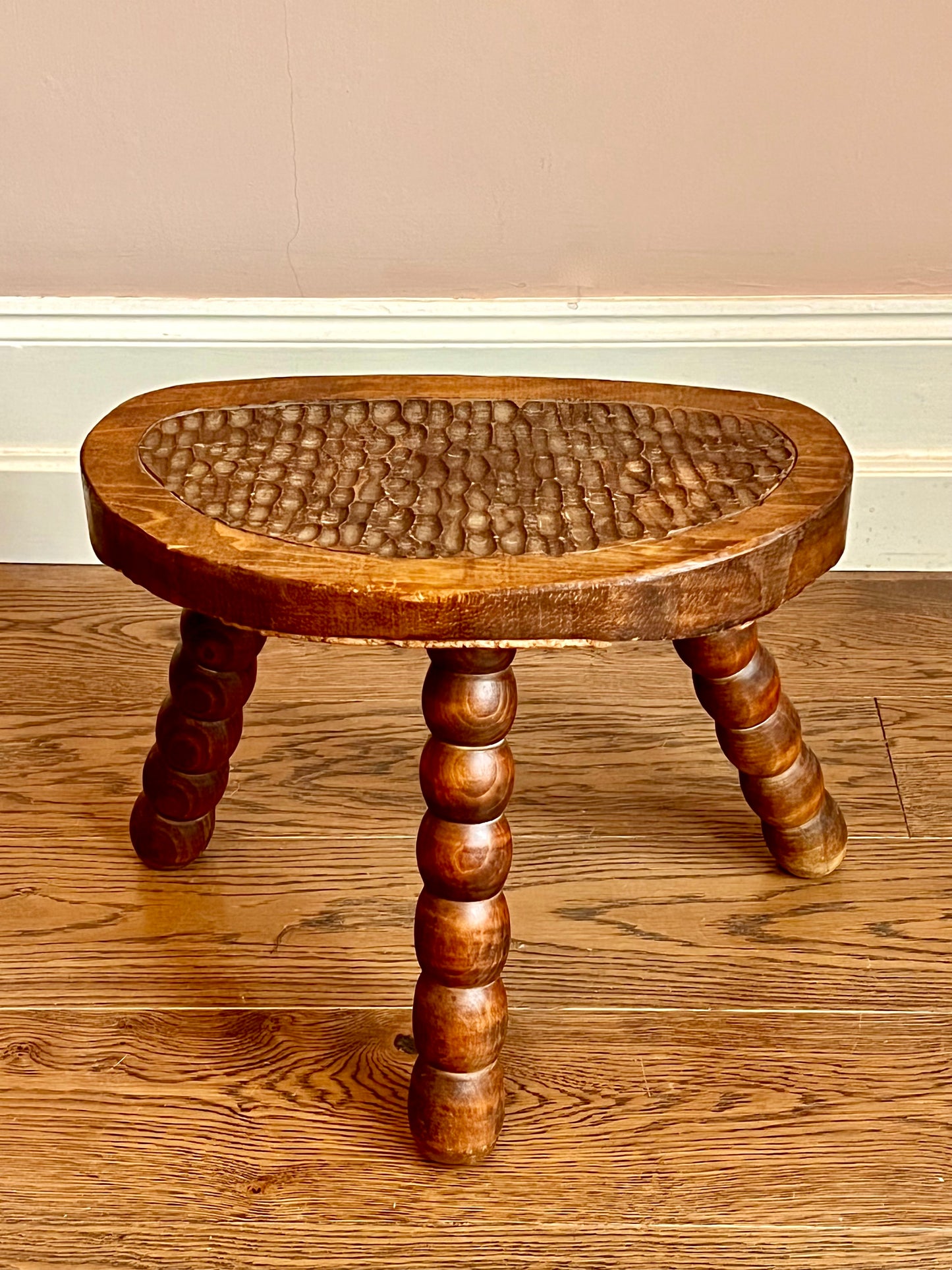 1960s French Brutalist Tripod Stool