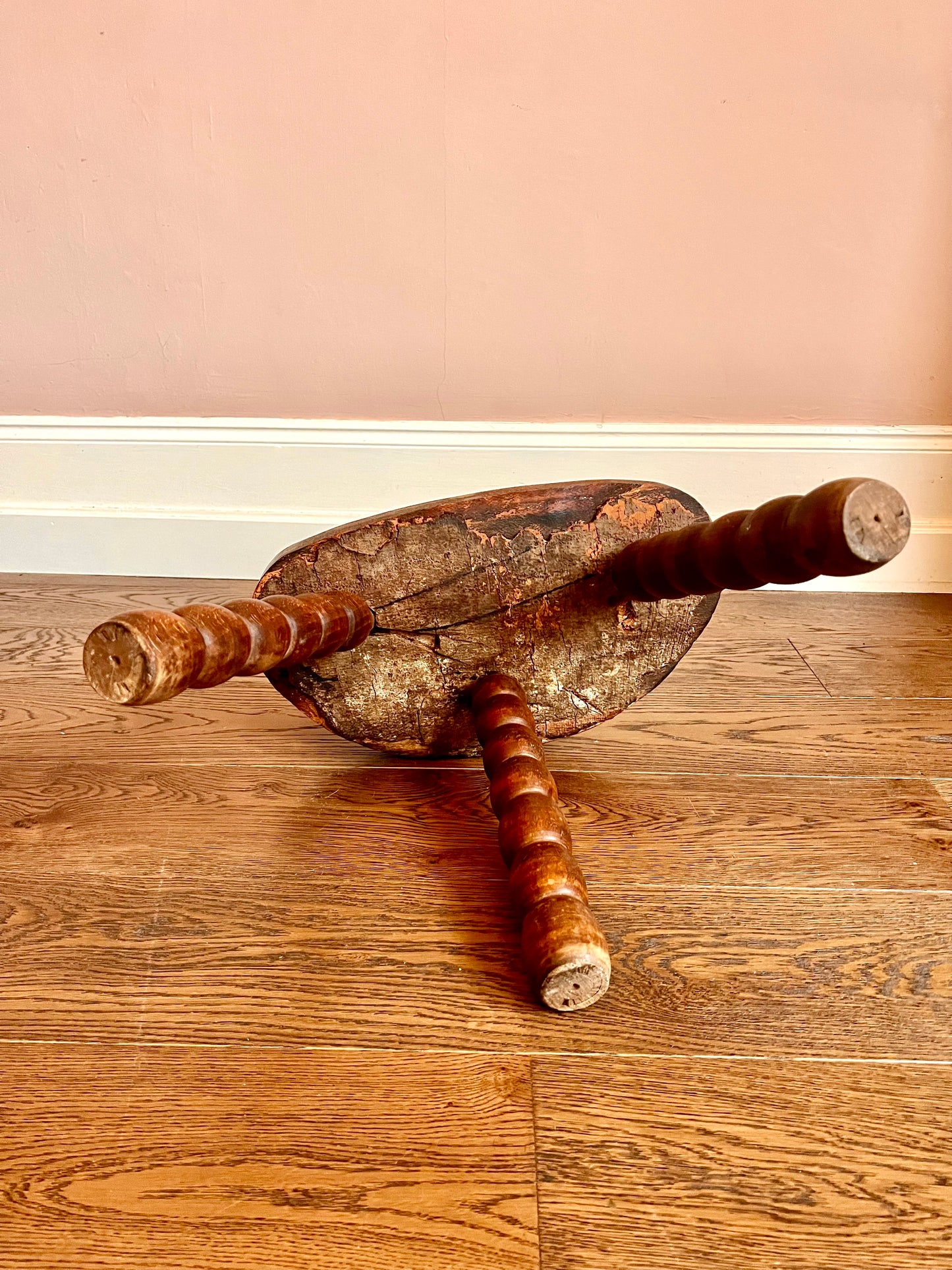 1960s French Brutalist Tripod Stool