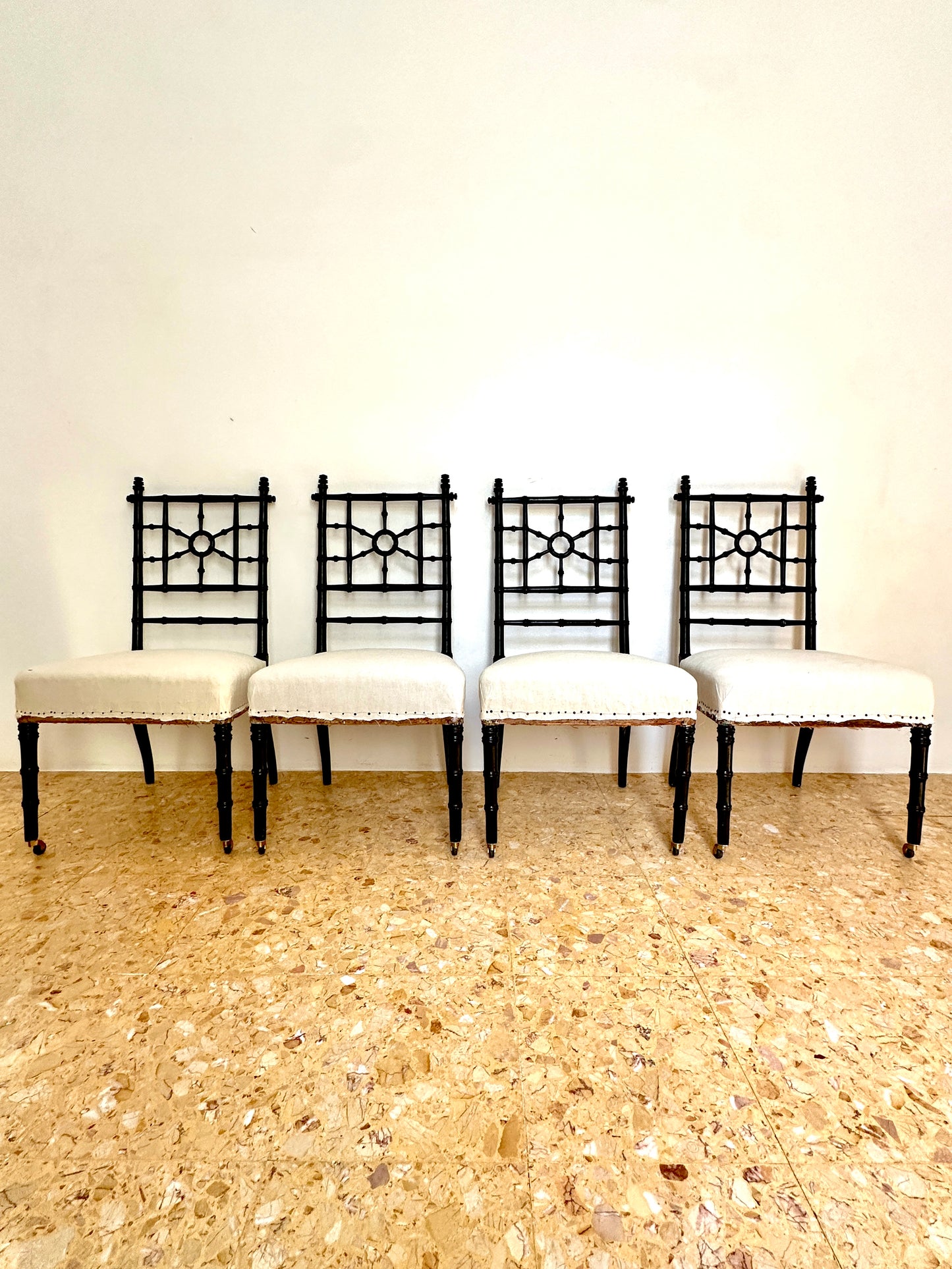 Set Of Lightly Lacquered Napoleon III Faux Bamboo Chairs